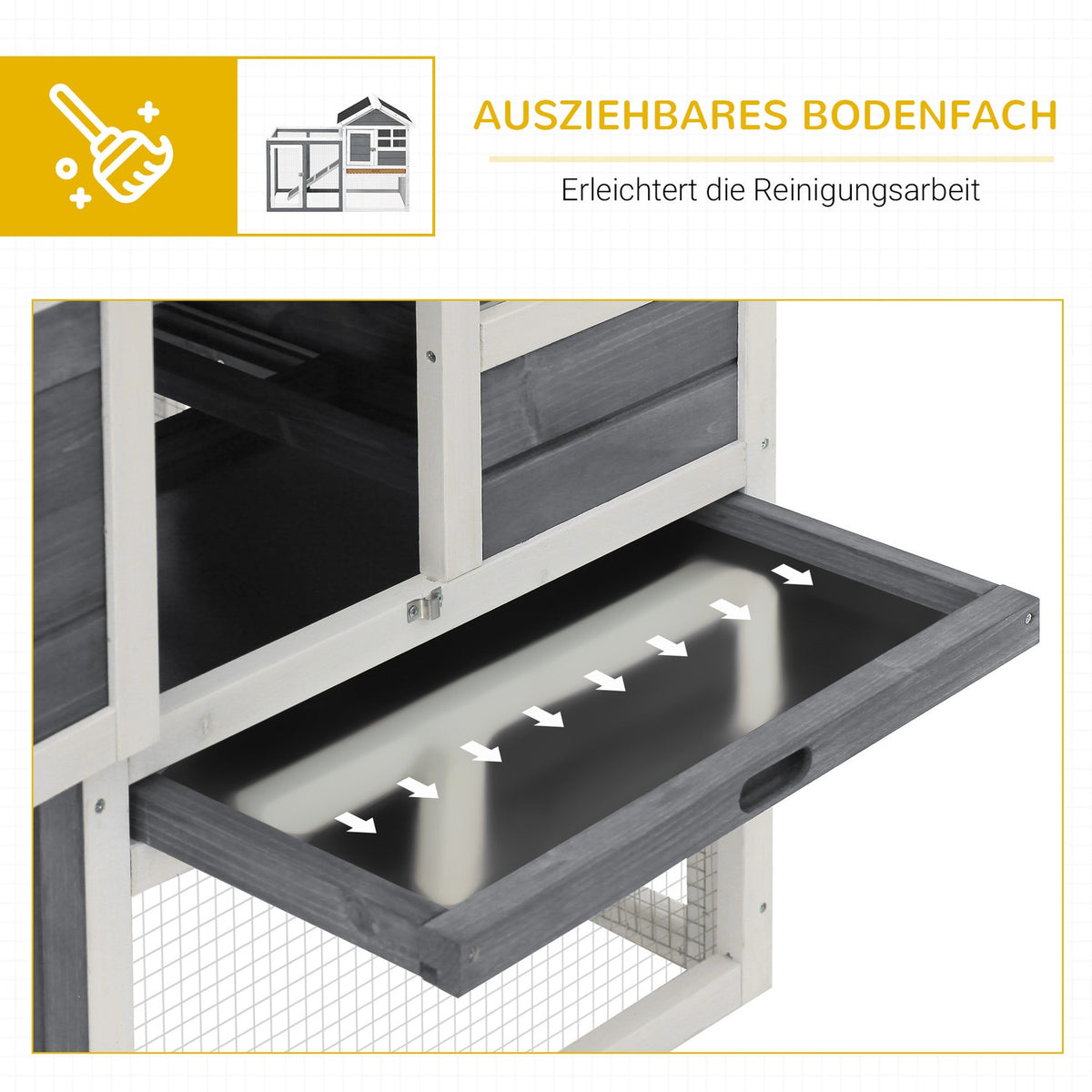 Rabbit Hutch Small Animal Hutch 122X62.6X92Cm Small Animal House Dwarf Rabbit Hutch Removable Floor Tray And Ramp