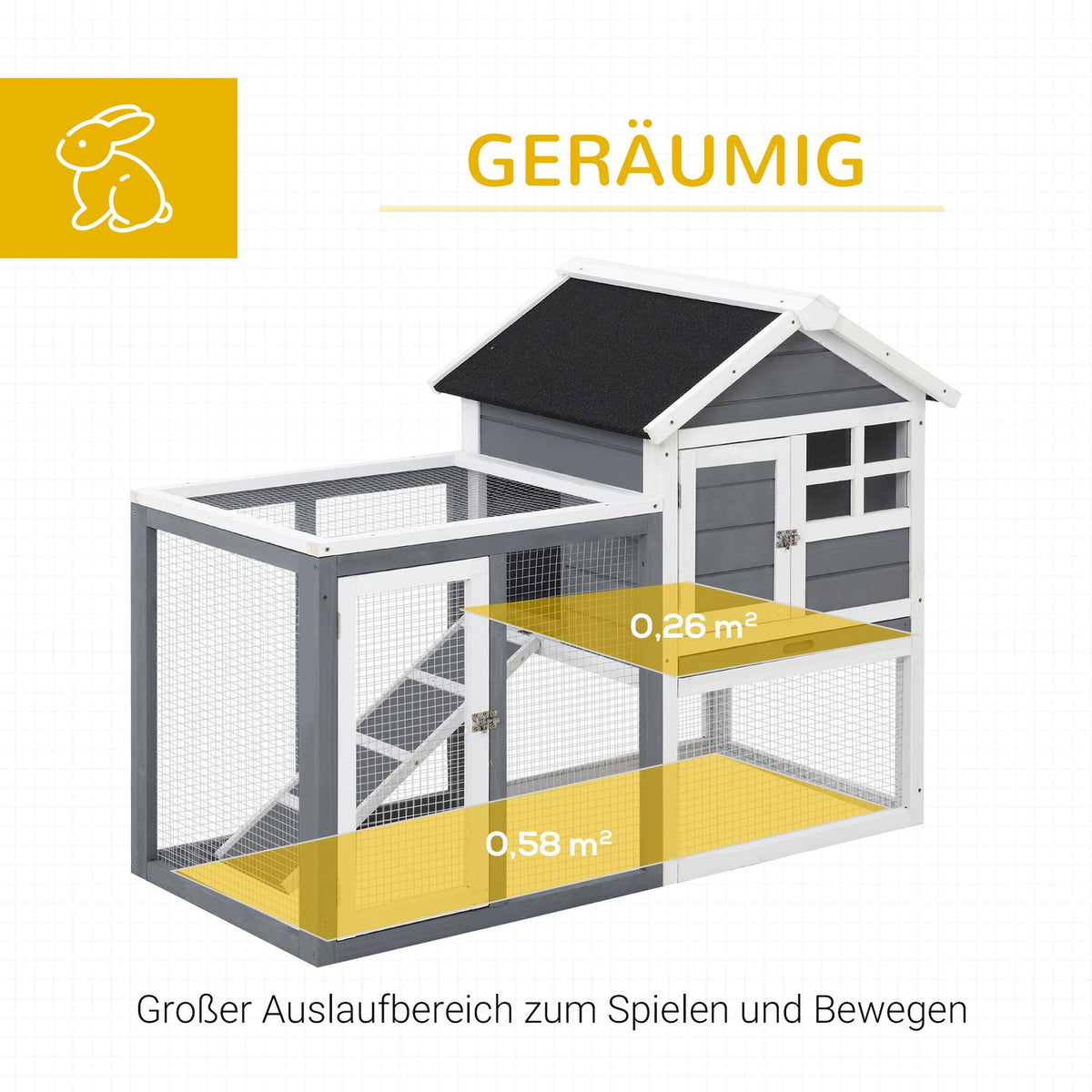 Rabbit Hutch Small Animal Hutch 122X62.6X92Cm Small Animal House Dwarf Rabbit Hutch Removable Floor Tray And Ramp