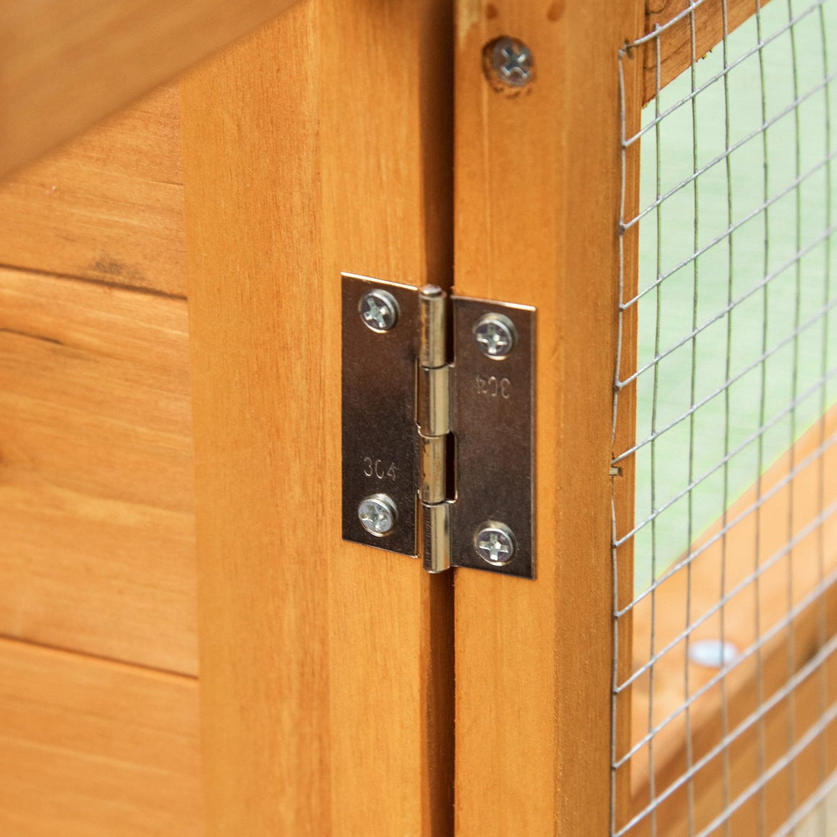 Rabbit Hutch Small Animal Hutch 141 X 60 X 86 Cm With Removable Floor Tray And Ramp Outdoor Indoor Fir Wood Orange