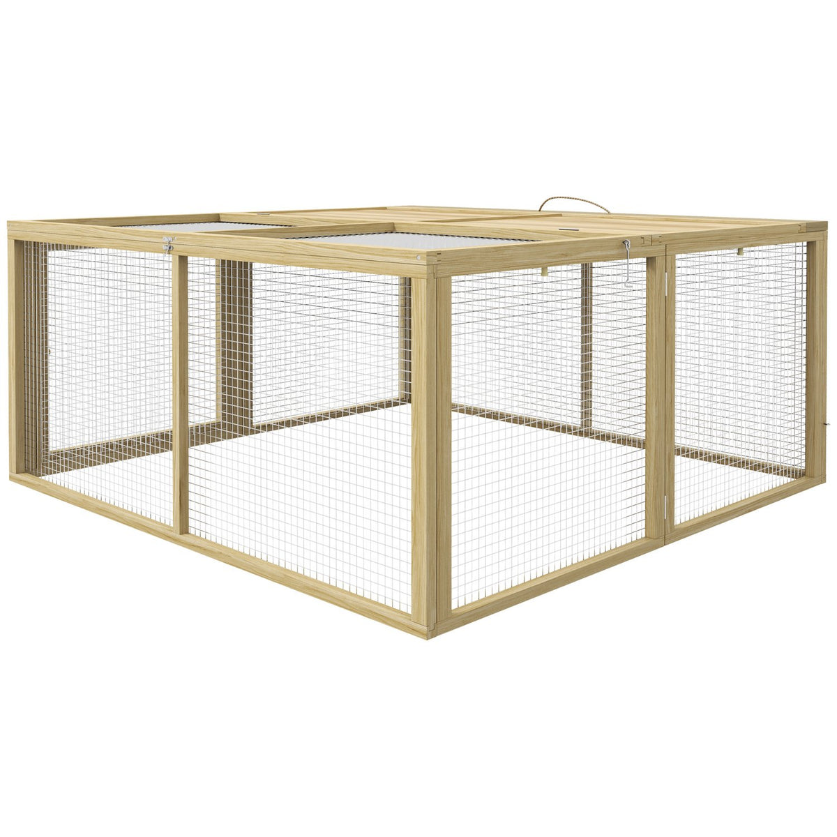 Rabbit Hutch Wooden Foldable Small Animal Hut Outdoor Run Open Roof Guinea Pig Natural 120X120X57Cm