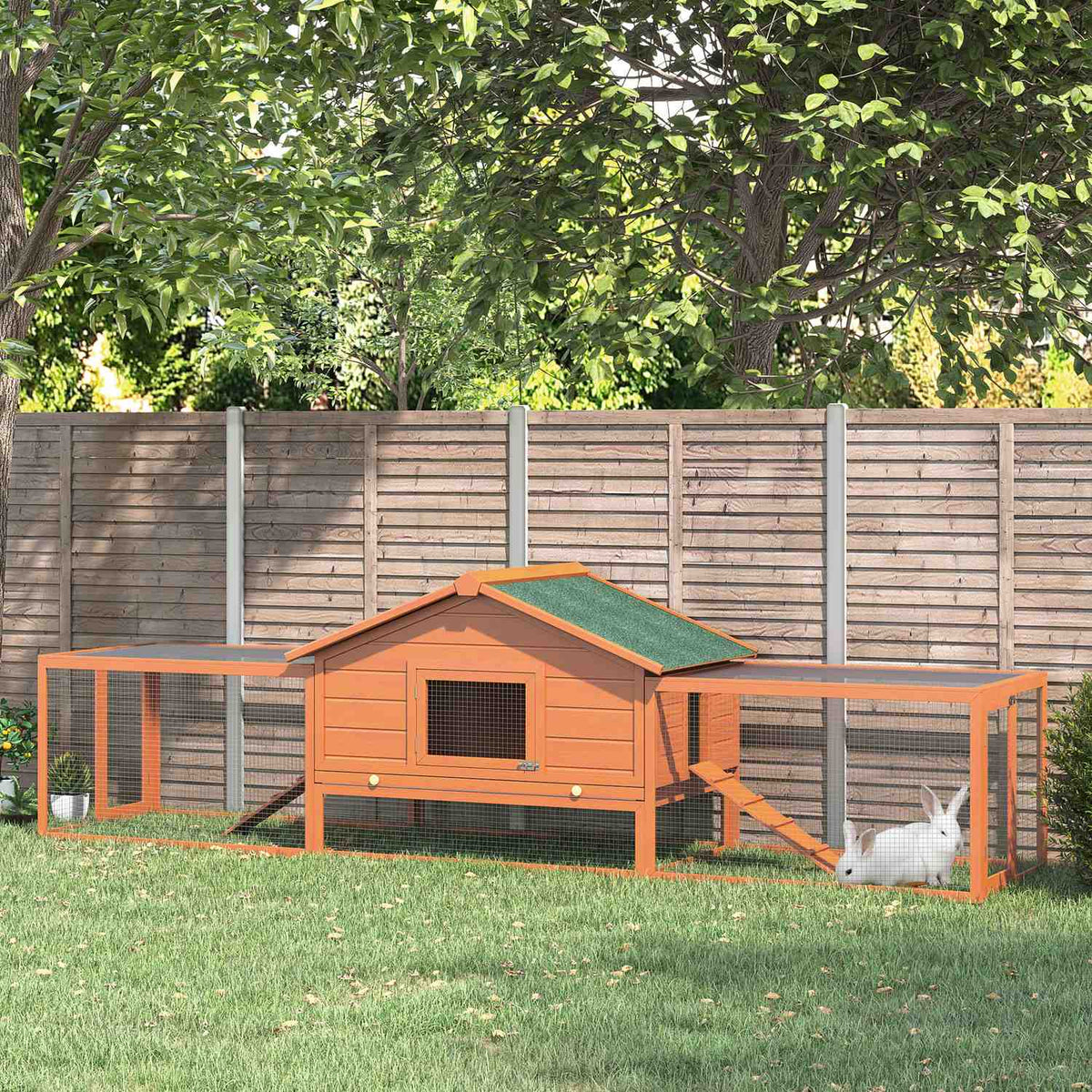 Rabbit Hutch Xxl With Outdoor Enclosure Spacious Rabbit Cage, Fir Wood & Metal Wire, 100X68X59Cm