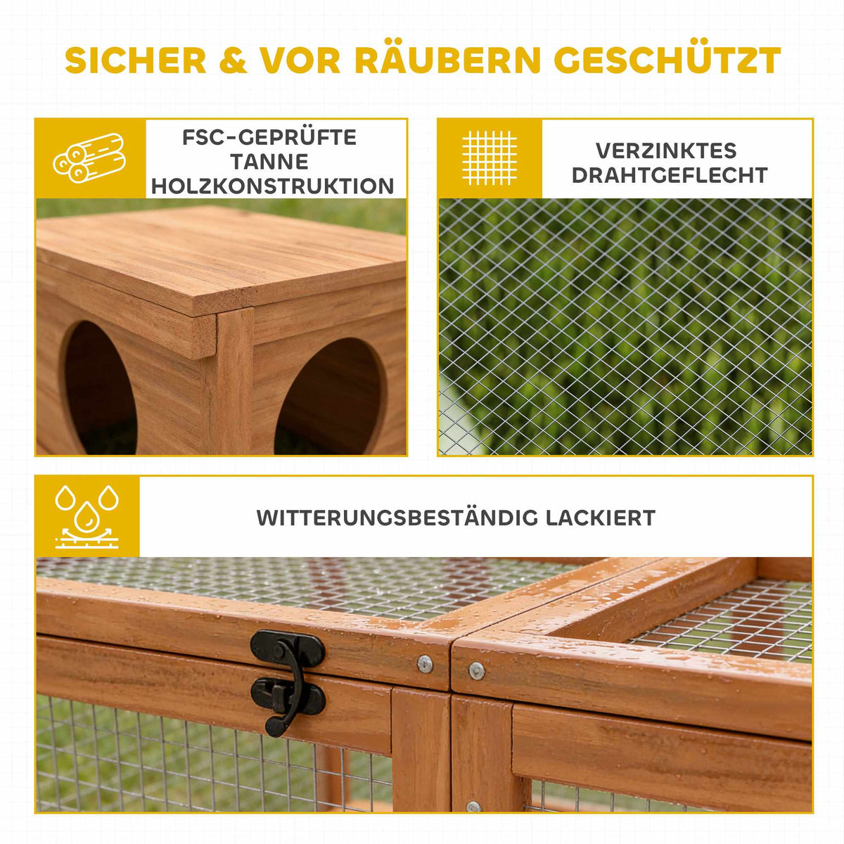 Rabbit Hutch with Large Run, Modular Design, Wood