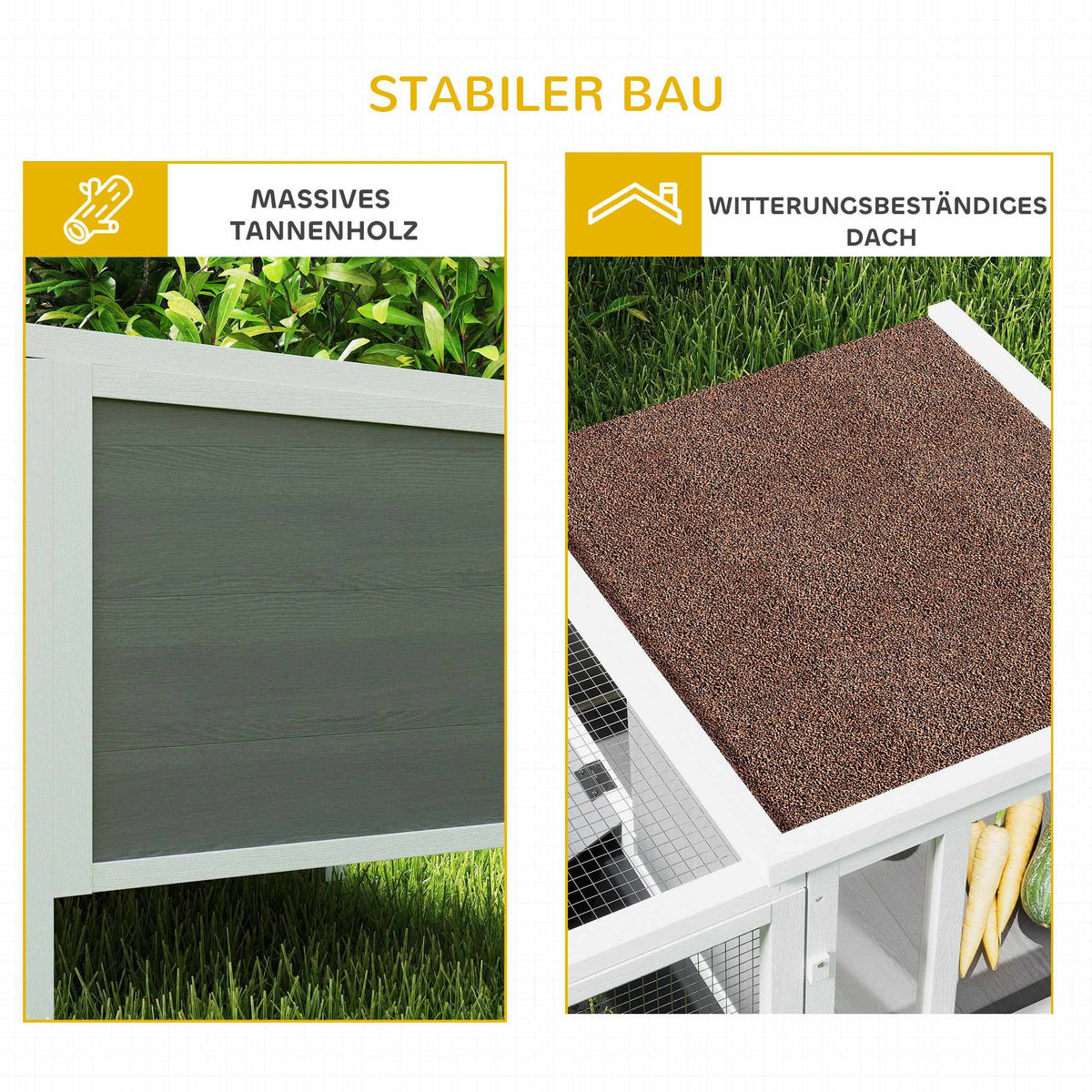 Rabbit Hutch with Run, Ramp, 3 Doors, Pull-Out Tray, 105x57.5x51.5 cm