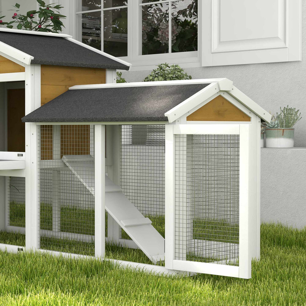Rabbit Hutch with Weatherproof Roof, 147x54x84 cm