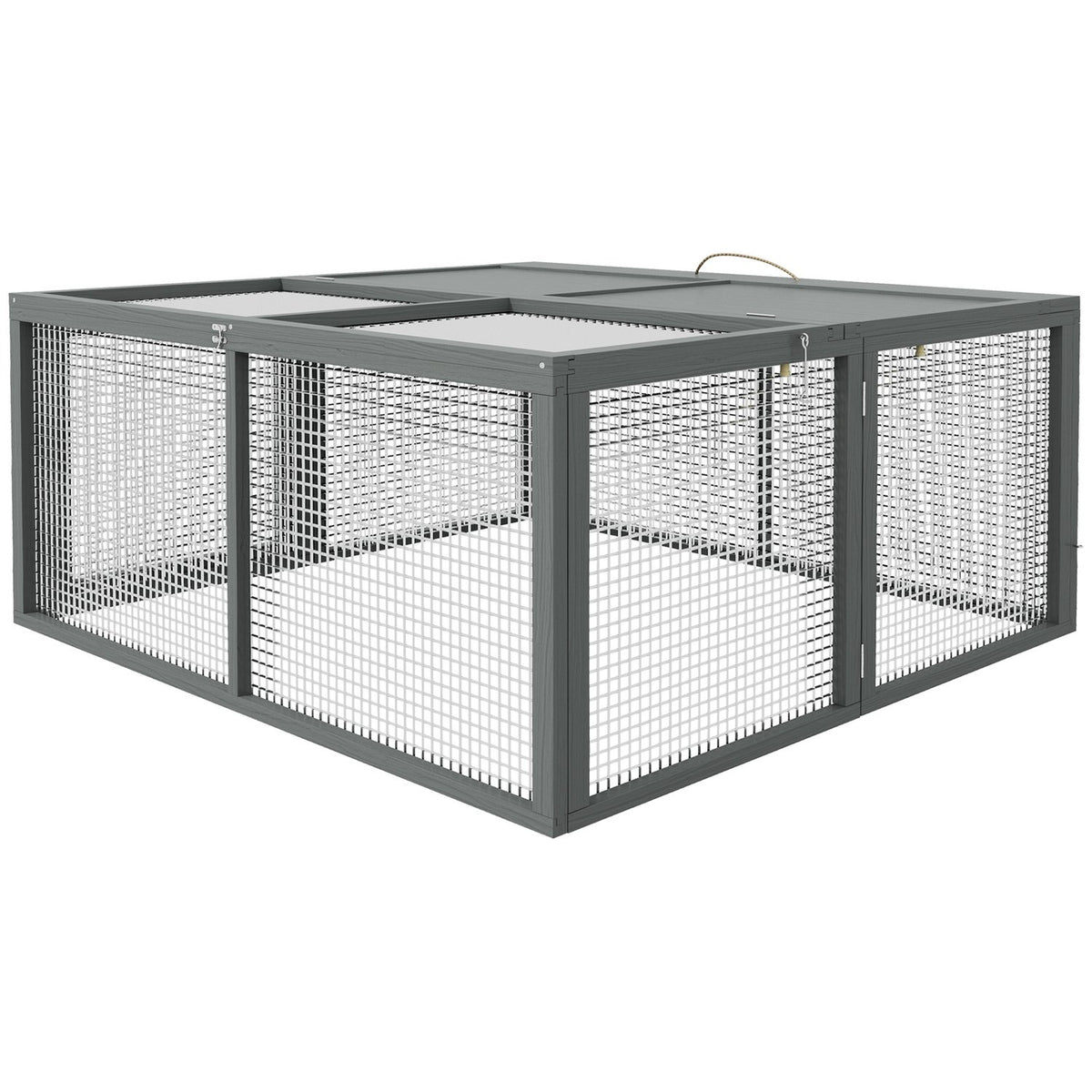 Rabbit hutch for dwarf rabbits made of wood, foldable small animal hutch with free-range enclosure, dwarf rabbit hutch with folding roof handle for guinea pigs, natural, 110 x 105 x 50 cm