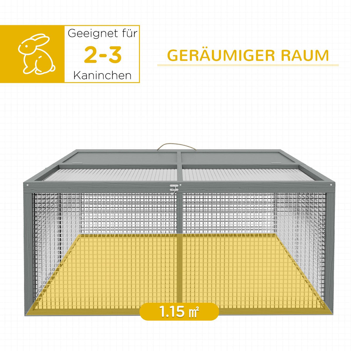 Rabbit hutch for dwarf rabbits made of wood, foldable small animal hutch with free-range enclosure, dwarf rabbit hutch with folding roof handle for guinea pigs, natural, 110 x 105 x 50 cm