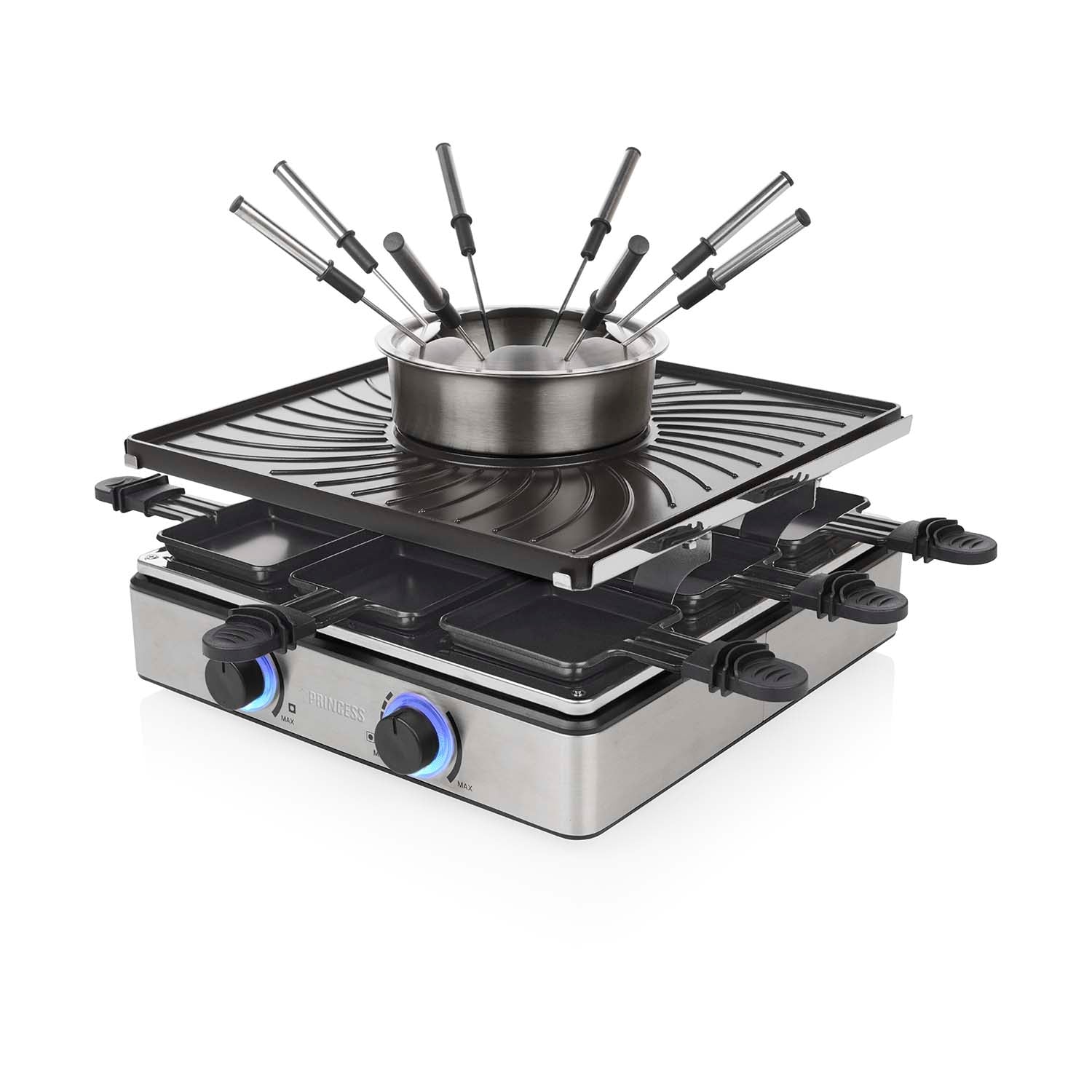 Raclette & Fondue Grill, 31x31cm, 1700W, 1.3L