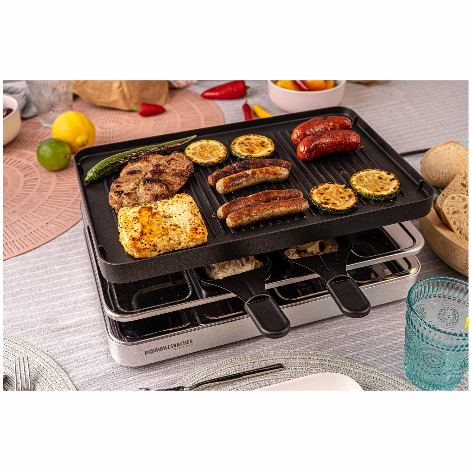 Raclette grill RC 1400 37X23cm 8 spatulas xxl cable