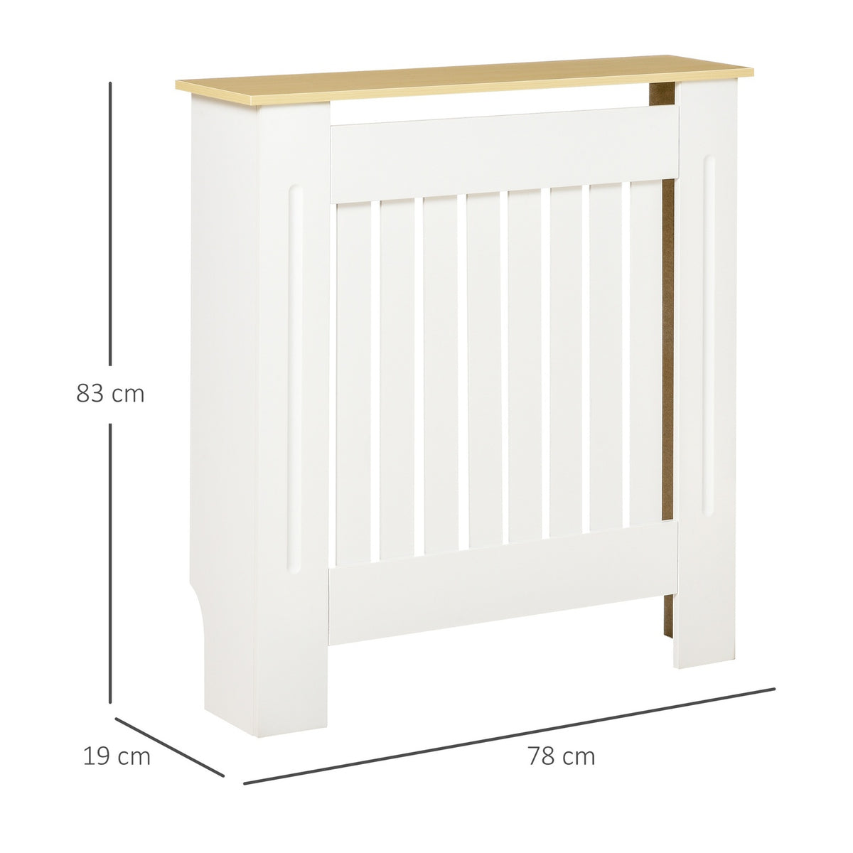 Radiator Cover Elegant Radiator Cover In White + Oak, Removable, Made Of Mdf, 78 X 19 X 83 Cm