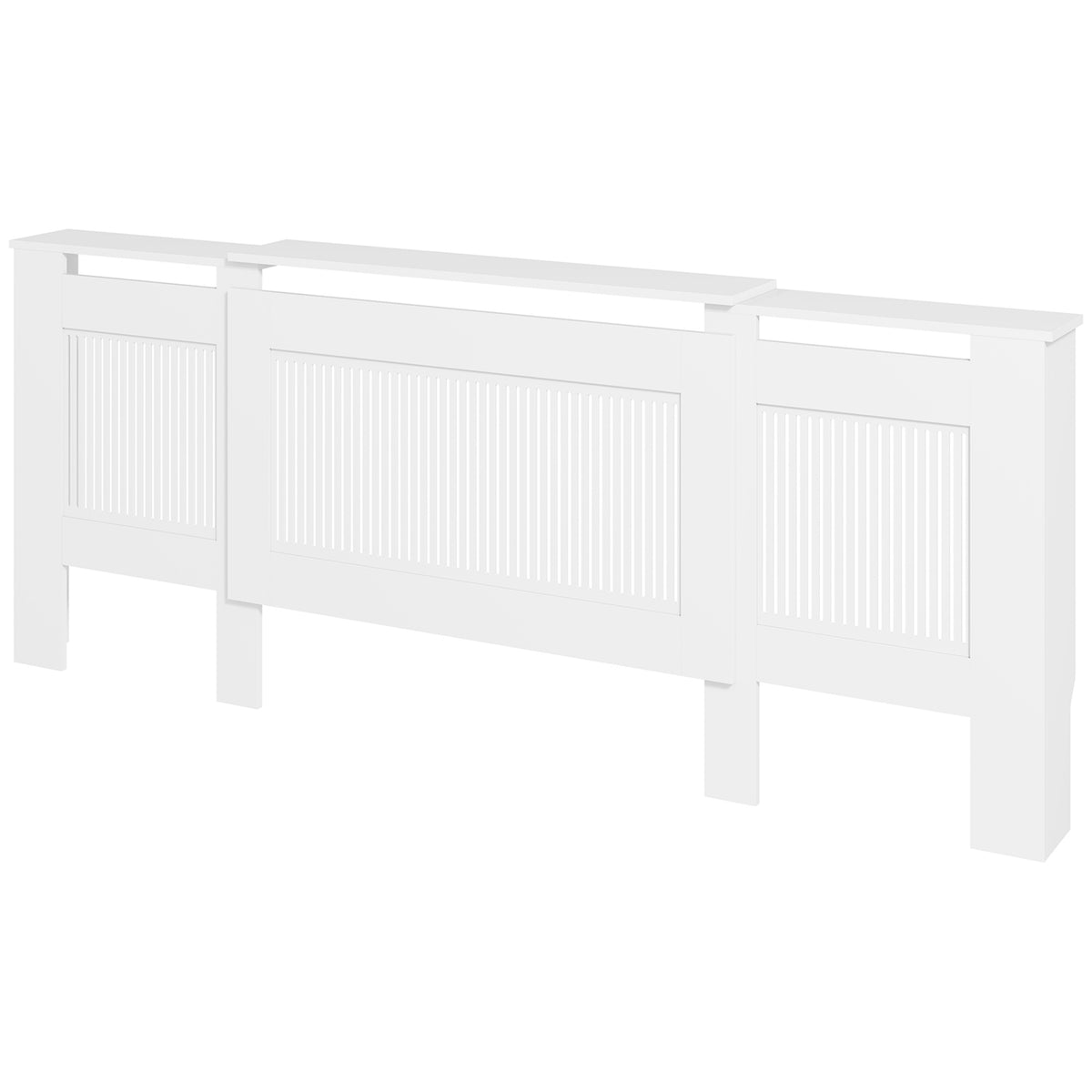 Radiator cover extendable radiator cover with shelf, slats, heating cover heating cover radiator cover 125-201 x 19 x 81.5 cm white