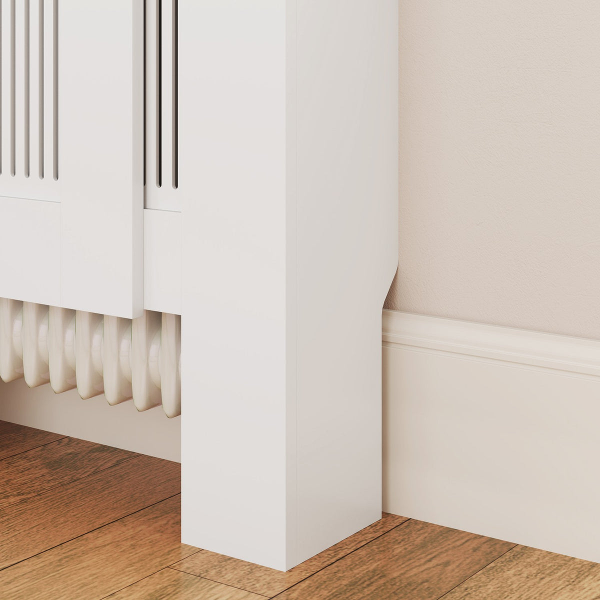 Radiator cover extendable radiator cover with shelf, slats, heating cover heating cover radiator cover 125-201 x 19 x 81.5 cm white