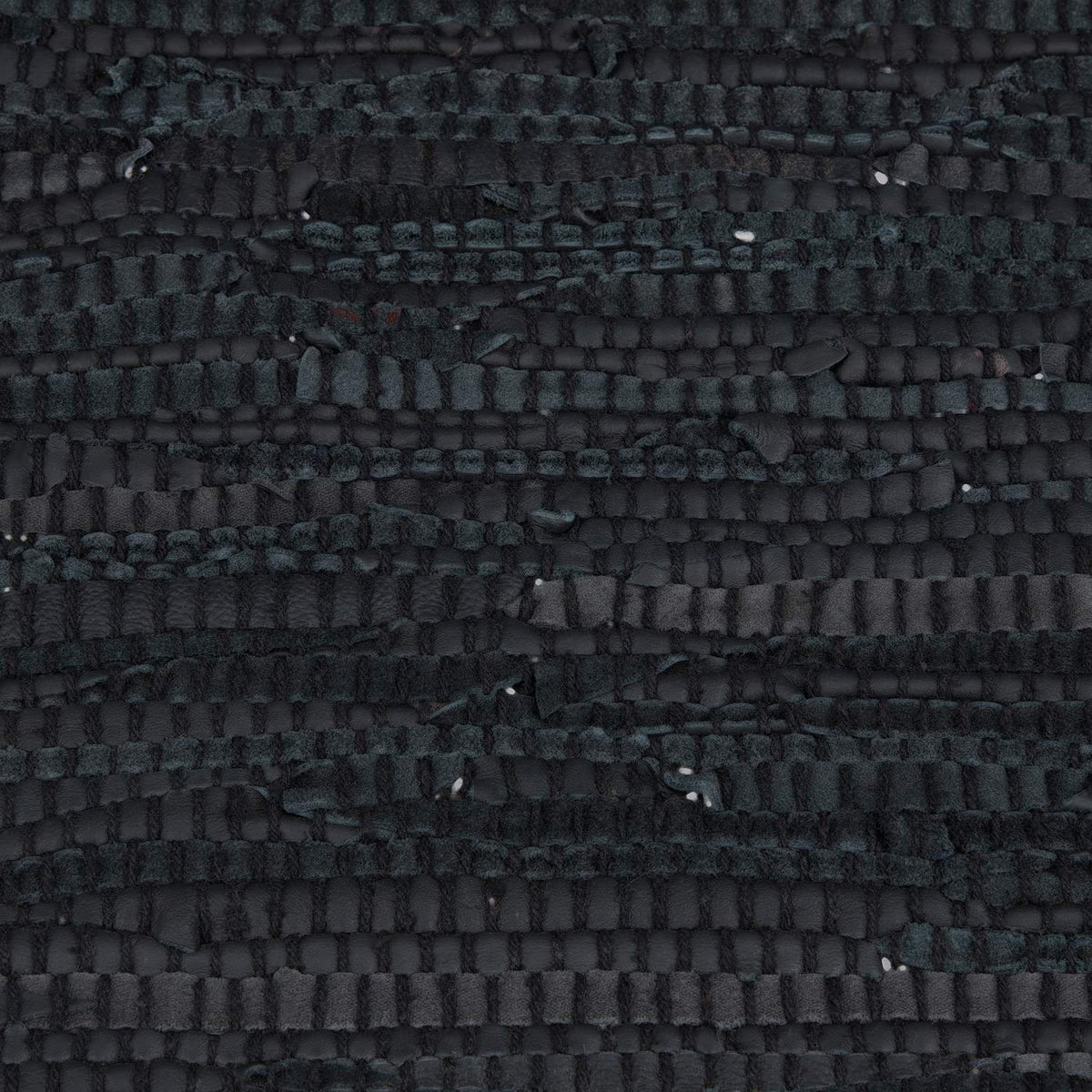 Rag rug in leather and cotton