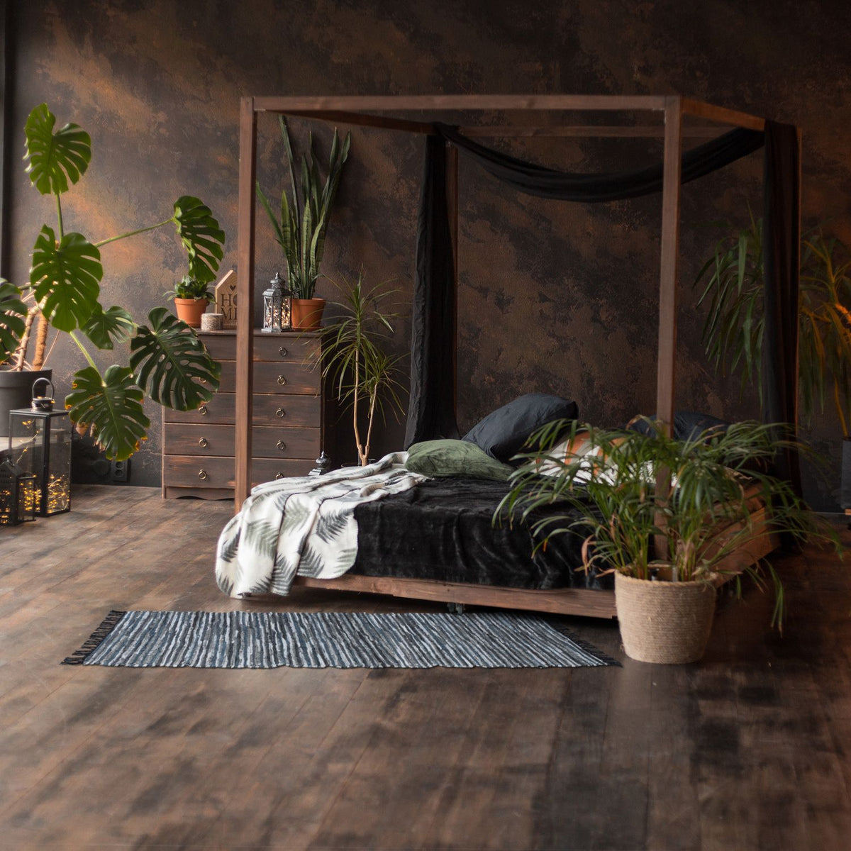 Rag rug leather & cotton striped