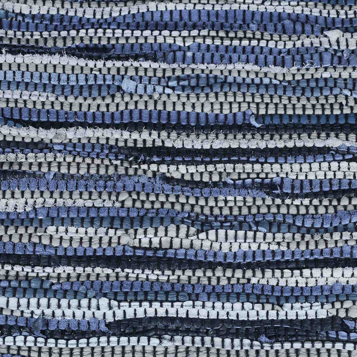 Rag rug leather & cotton striped