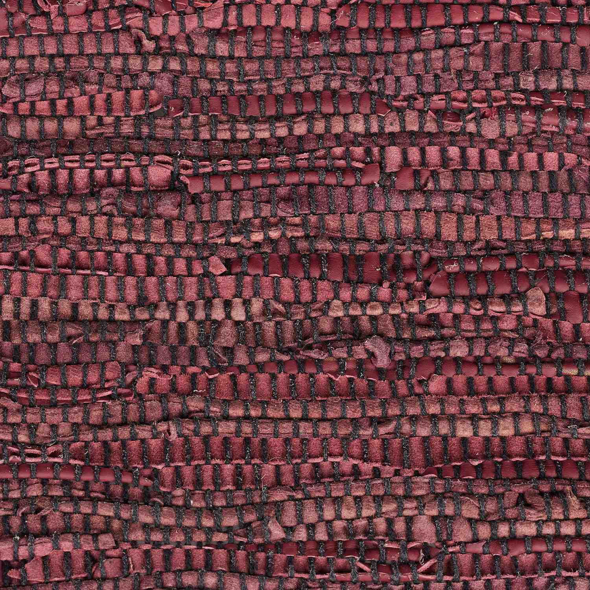 Rag rug leather & cotton striped