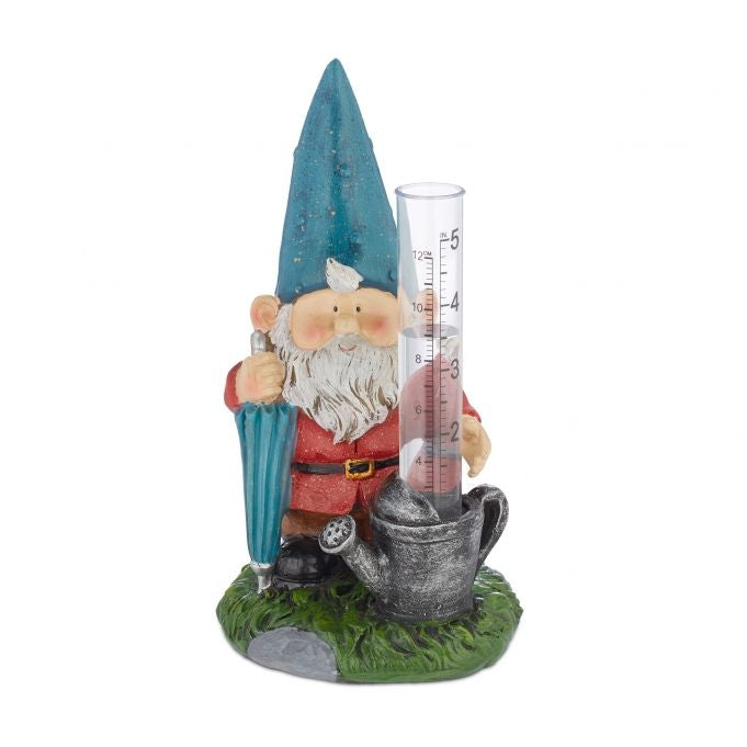 Rain gauge garden gnome