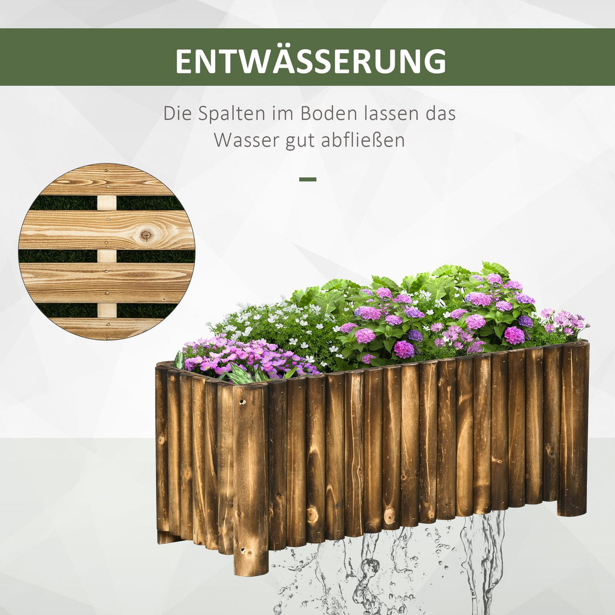Raised Bed 100X38.5X40Cm Plant Box, Herb Bed, Vegetable & Flower Bed, Fir Wood