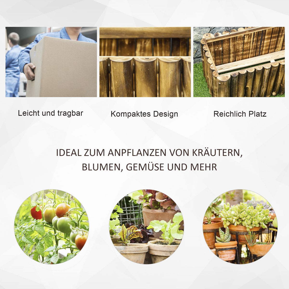 Raised Bed 100X38.5X40Cm Plant Box, Herb Bed, Vegetable & Flower Bed, Fir Wood