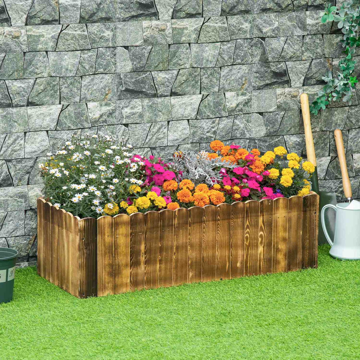 Raised Bed 100X40X30Cm Plant Box, Herb Bed, Vegetable & Flower Bed, Fir Wood