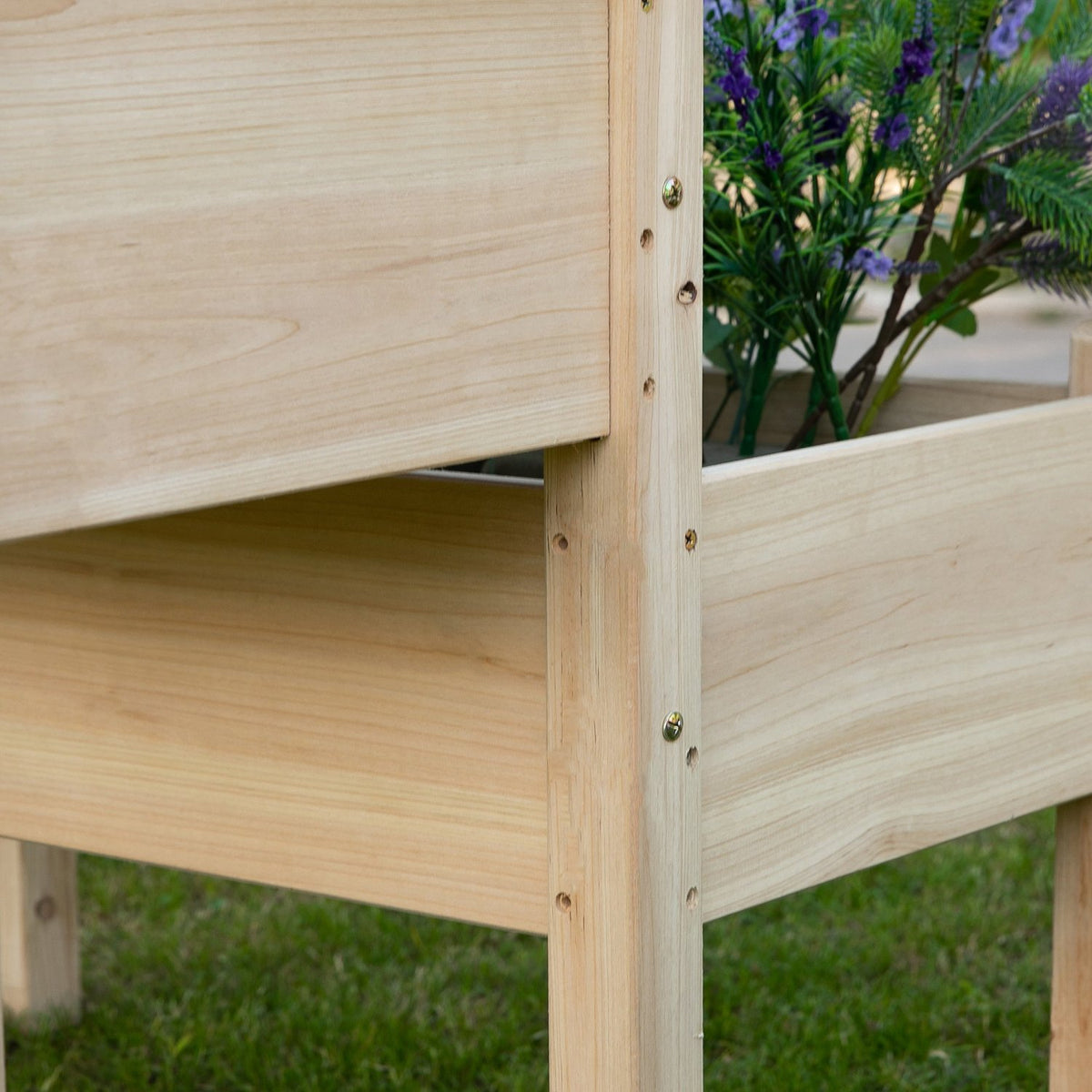 Raised Bed 2 Tier Cold Frame Herb Bed Made Of Solid Wood With 8 Drainage Holes, Natural, 86X85X72Cm