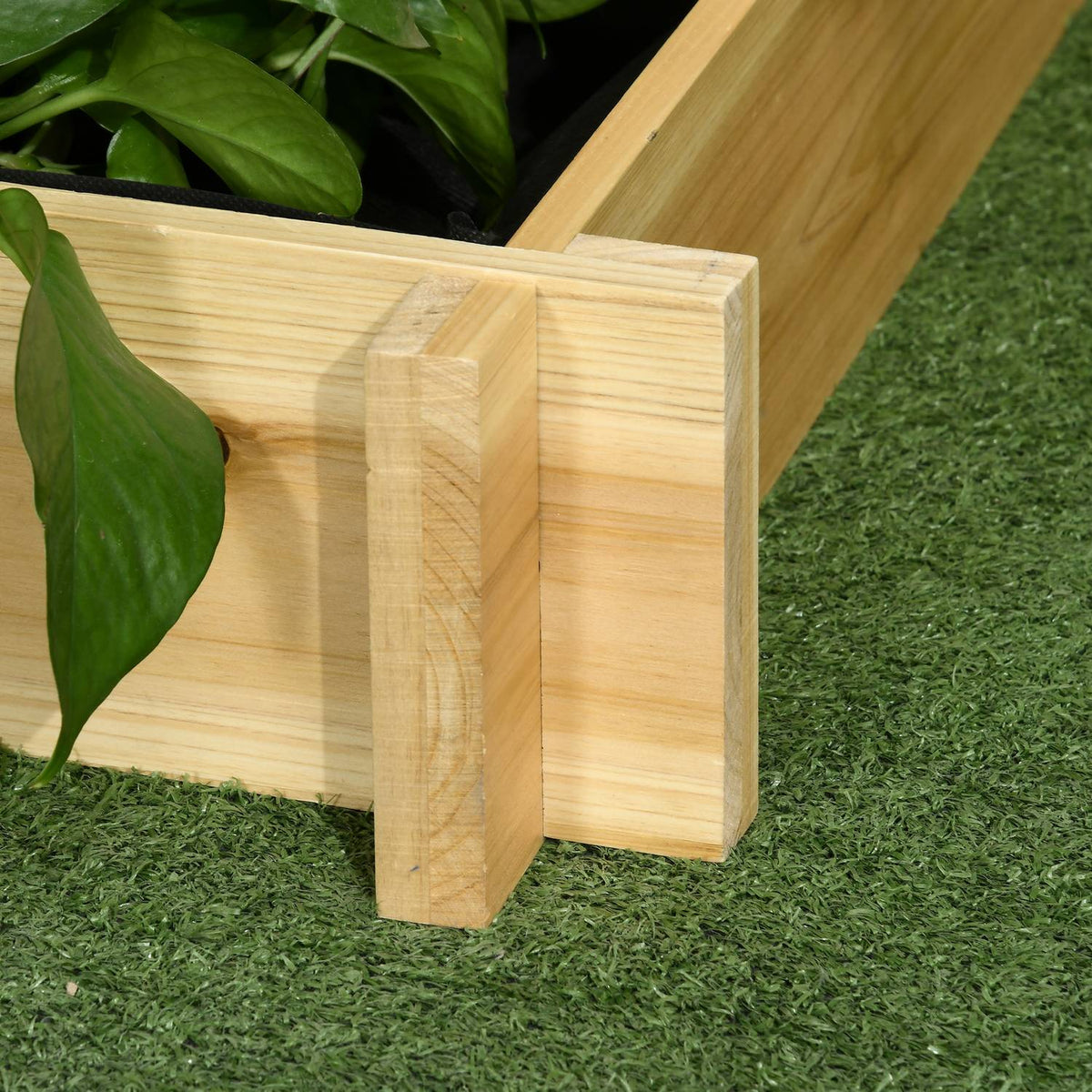 Raised Bed 3 Tier Flower Box Plant Bed With Fabric Lining Herb Bed Flower Stairs For Balcony Garden Wood Natural 93 X 93 X 35 Cm