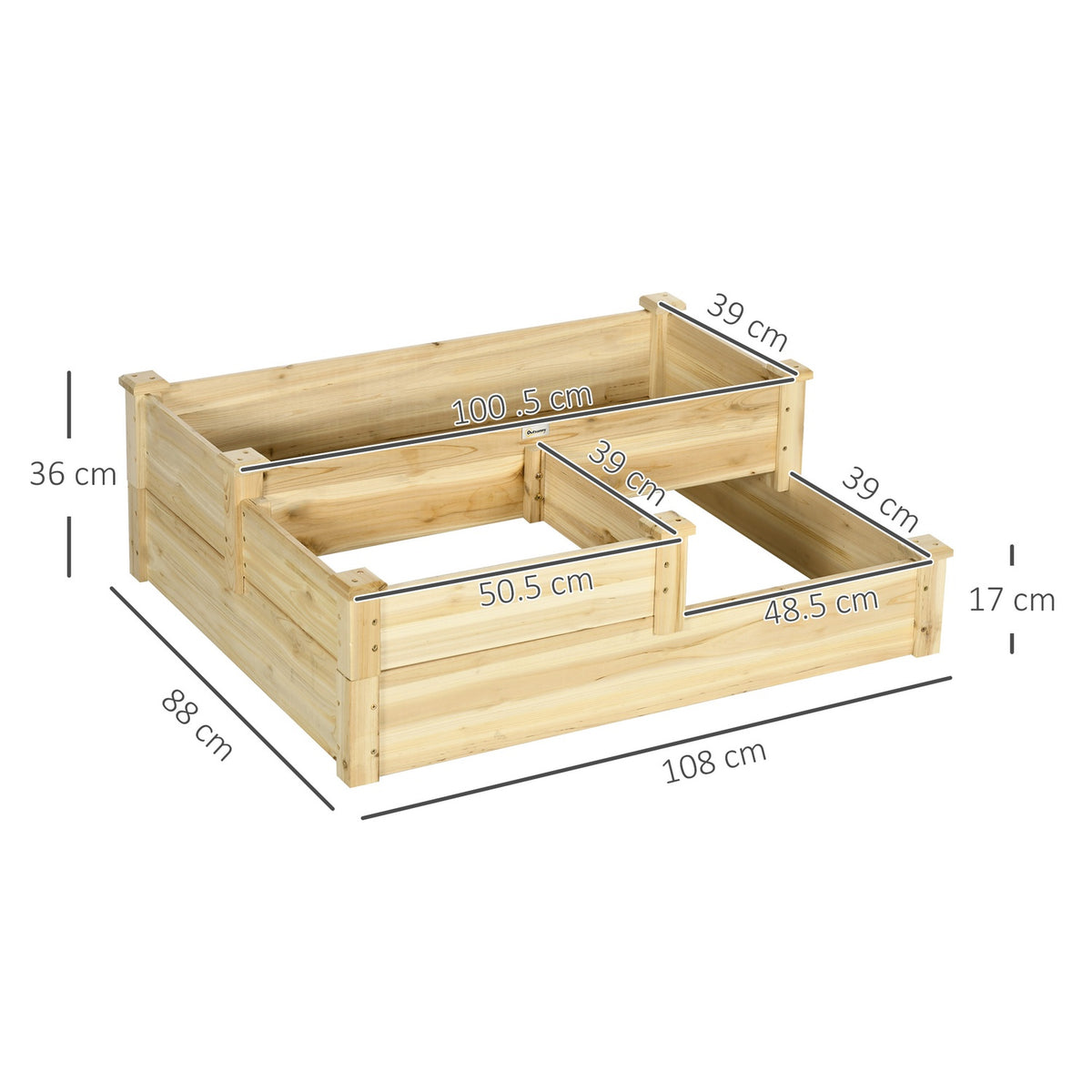Raised Bed, 3-Tier Plant Bed, Flower Box, Herb Bed, Plant Stairs, Flower Stairs, Fir Wood, Natural