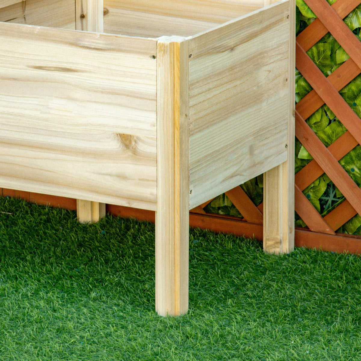Raised Bed 3 Tier Wooden Plant Pot For Garden & Balcony, Natural, 125X45X108Cm