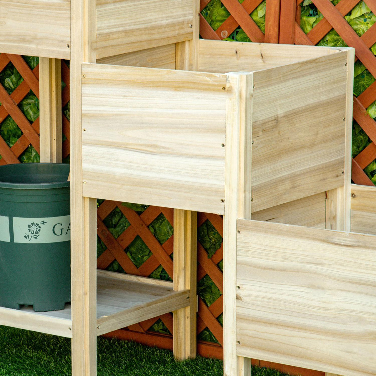 Raised Bed 3 Tier Wooden Plant Pot For Garden & Balcony, Natural, 125X45X108Cm