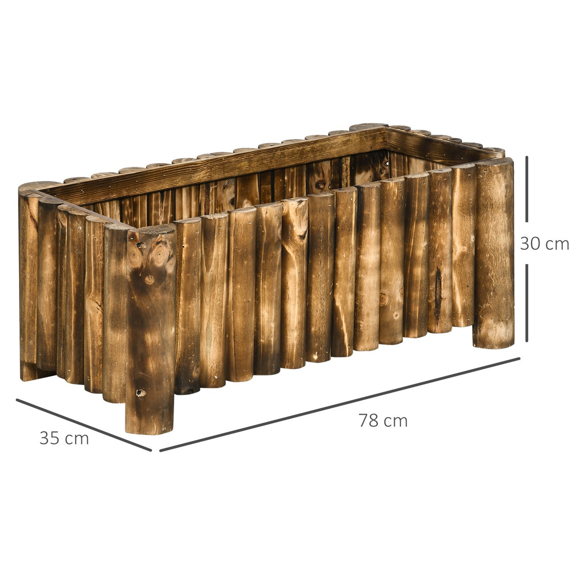 Raised Bed 78X35X30Cm Plant Box, Herb Bed, Vegetable & Flower Bed, Fir Wood