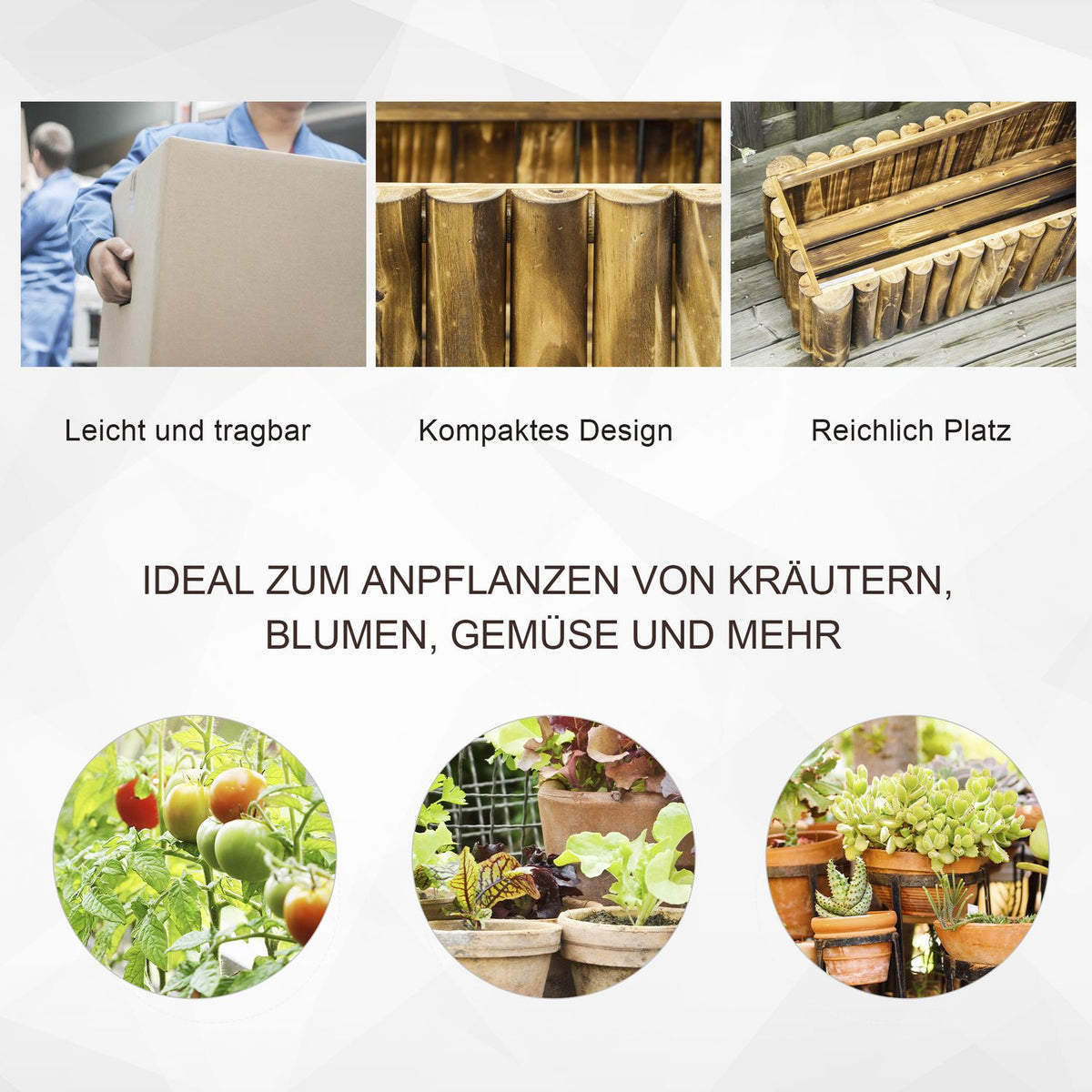 Raised Bed 78X35X30Cm Plant Box, Herb Bed, Vegetable & Flower Bed, Fir Wood