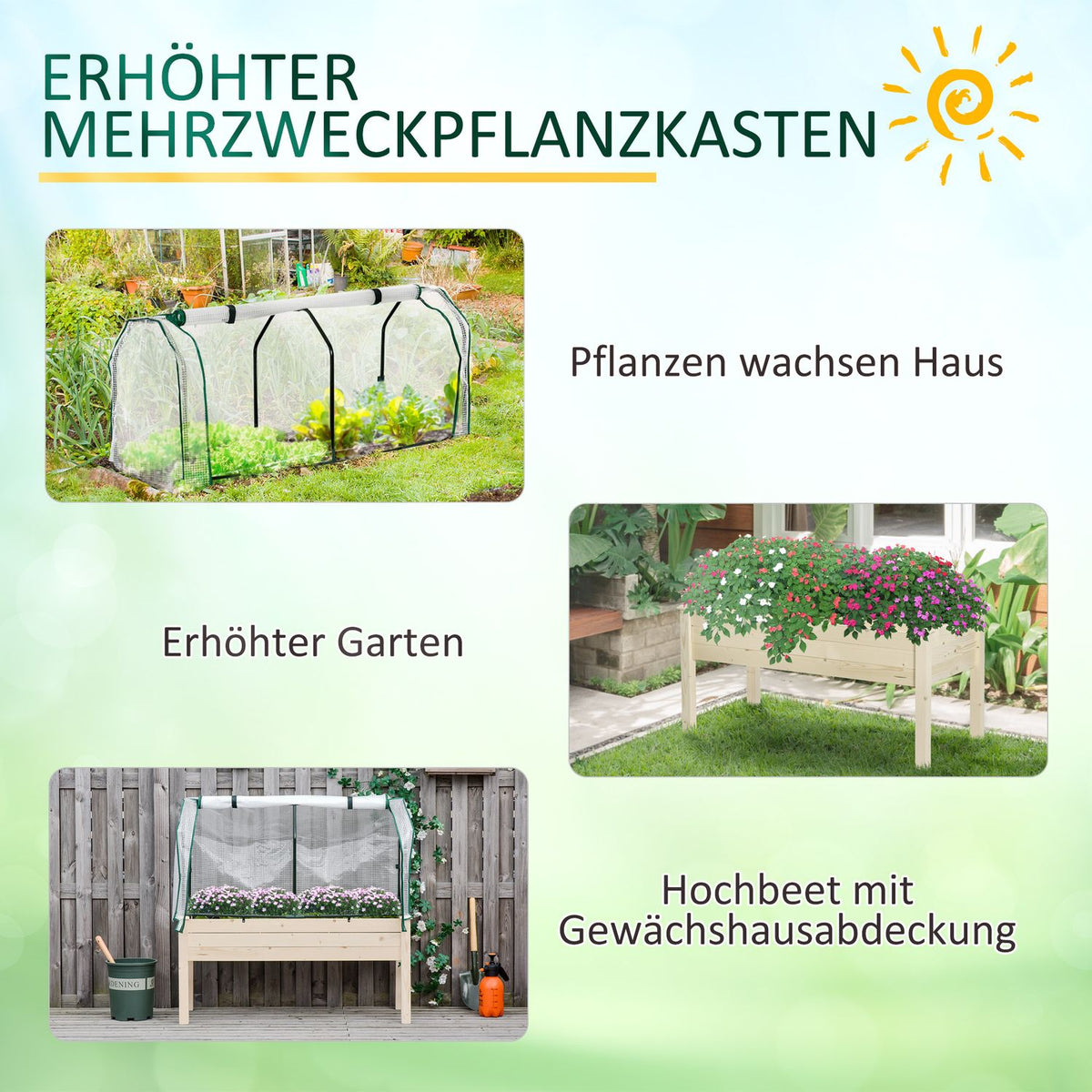 Raised Bed Cold Frame With Greenhouse, Vegetable Bed With Fabric Lining, Herb Bed With Steel Frame, Flower Box For Garden, Balcony, Fir Wood, Natural 121 X 55 X 117Cm