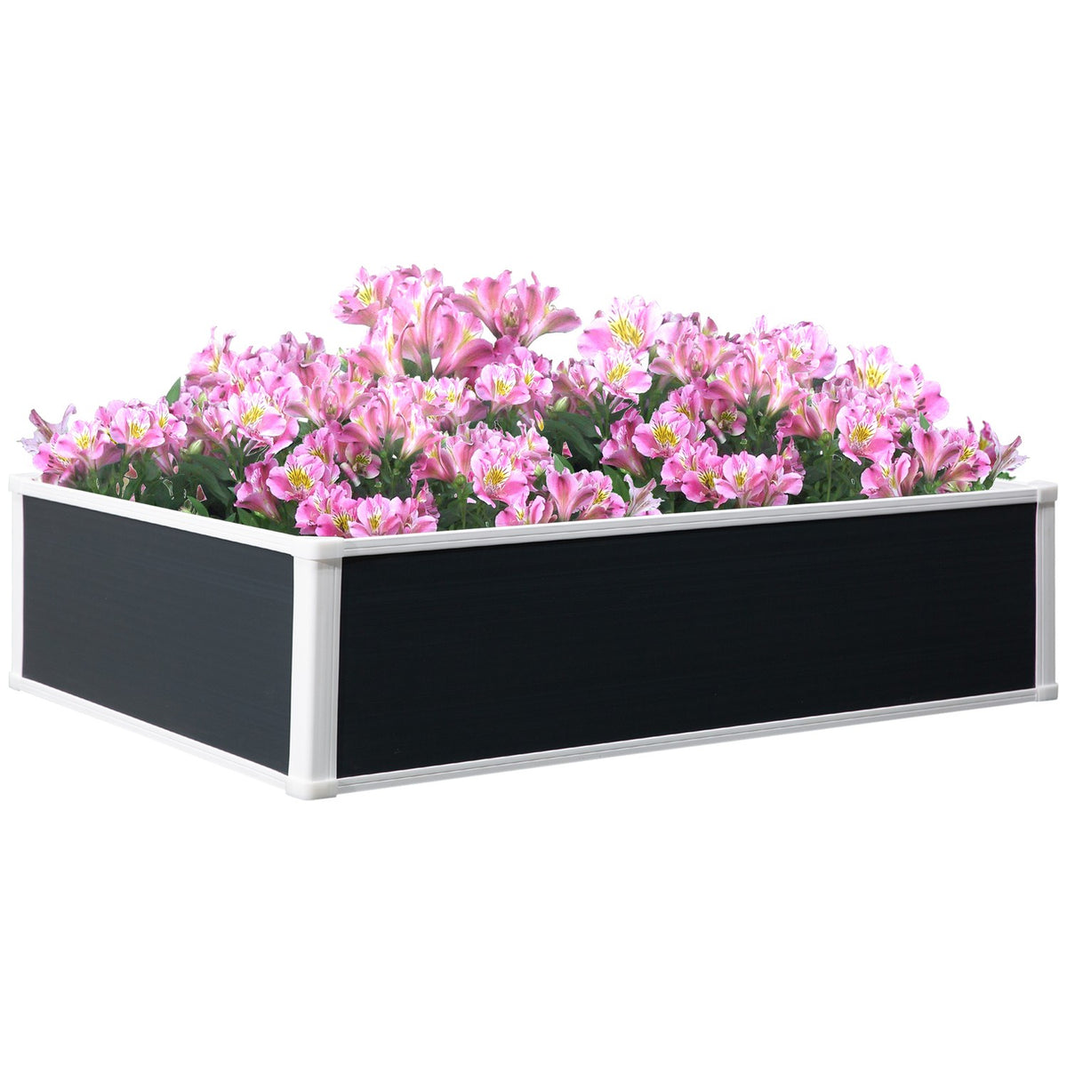 Raised Bed Flower Box Plant Box With Drainage For Vegetables & Herbs Plastic Gray 120 X 90 X 30 Cm