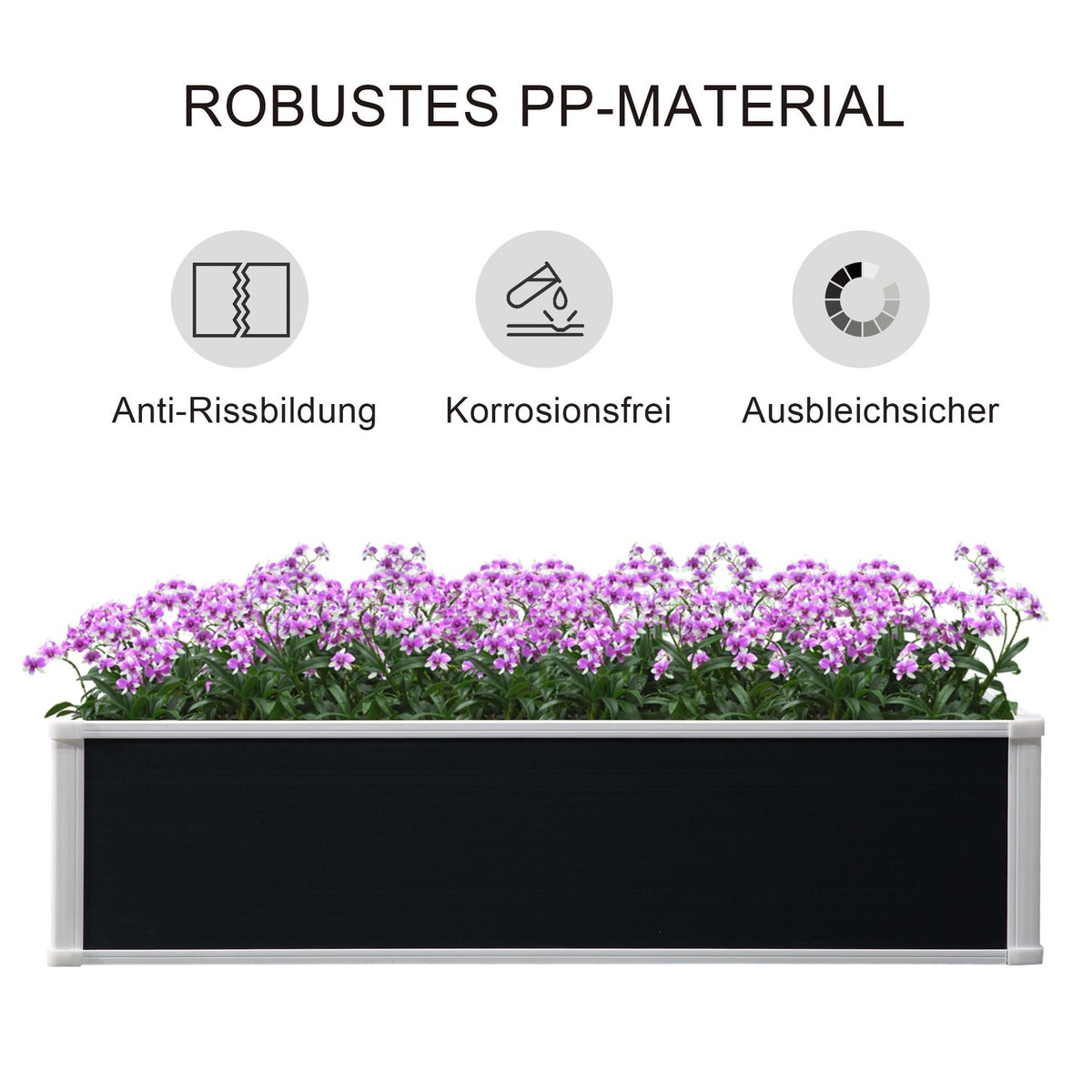 Raised Bed Flower Box Plant Box With Drainage For Vegetables & Herbs Plastic Gray 120 X 90 X 30 Cm