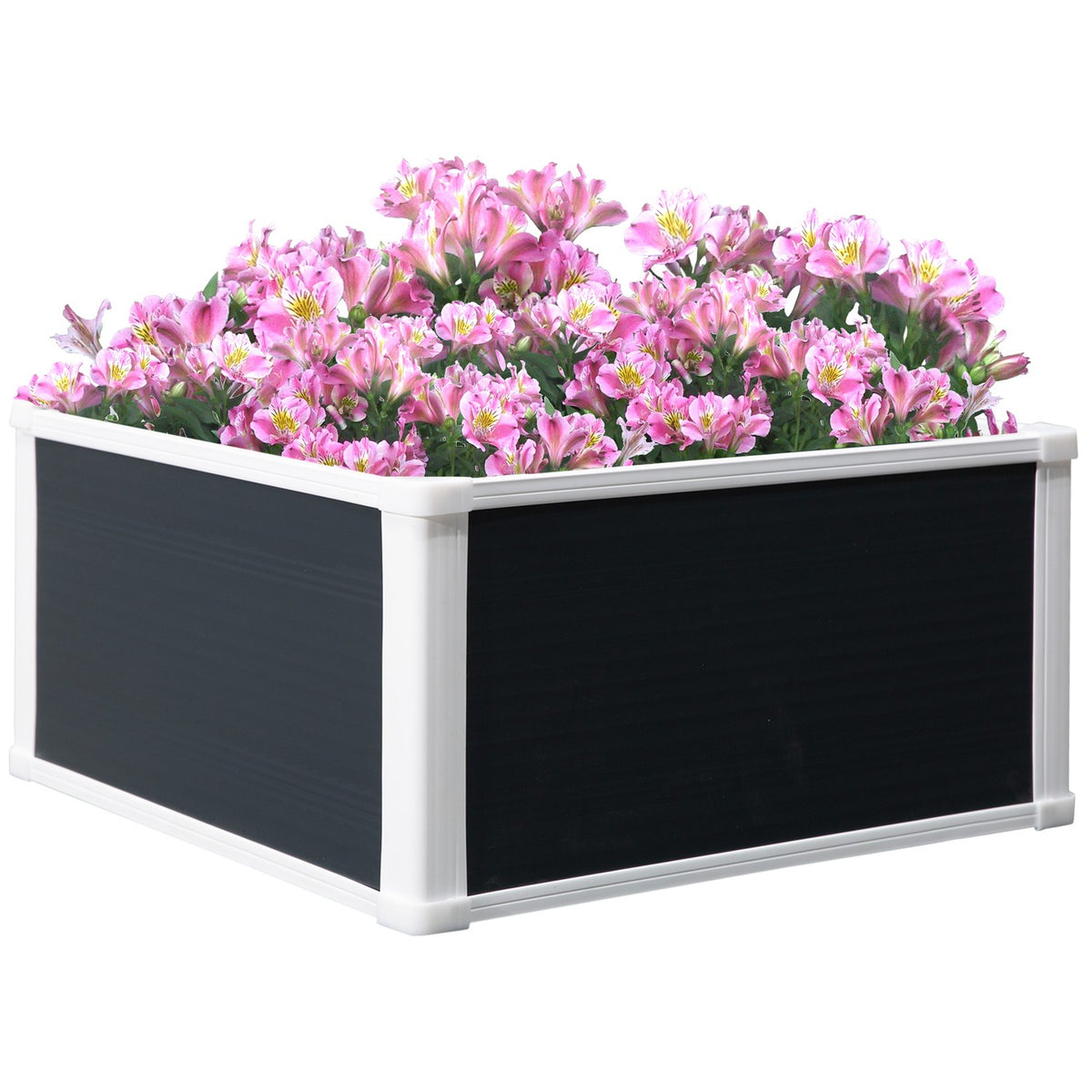 Raised Bed Flower Box Plant Box With Drainage Function For Vegetables Plastic Gray 60 X 60 X 30 Cm