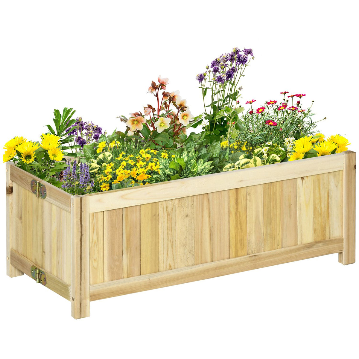 Raised Bed Folding Plant Box For Garden, Patio & Balcony, Fir Wood, Natural, 70X30X25Cm
