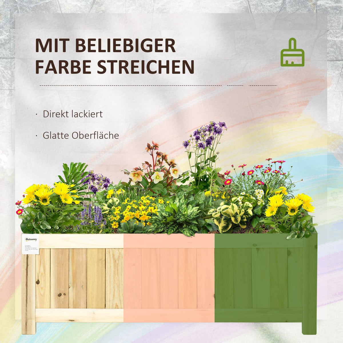 Raised Bed Folding Plant Box For Garden, Patio & Balcony, Fir Wood, Natural, 70X30X25Cm