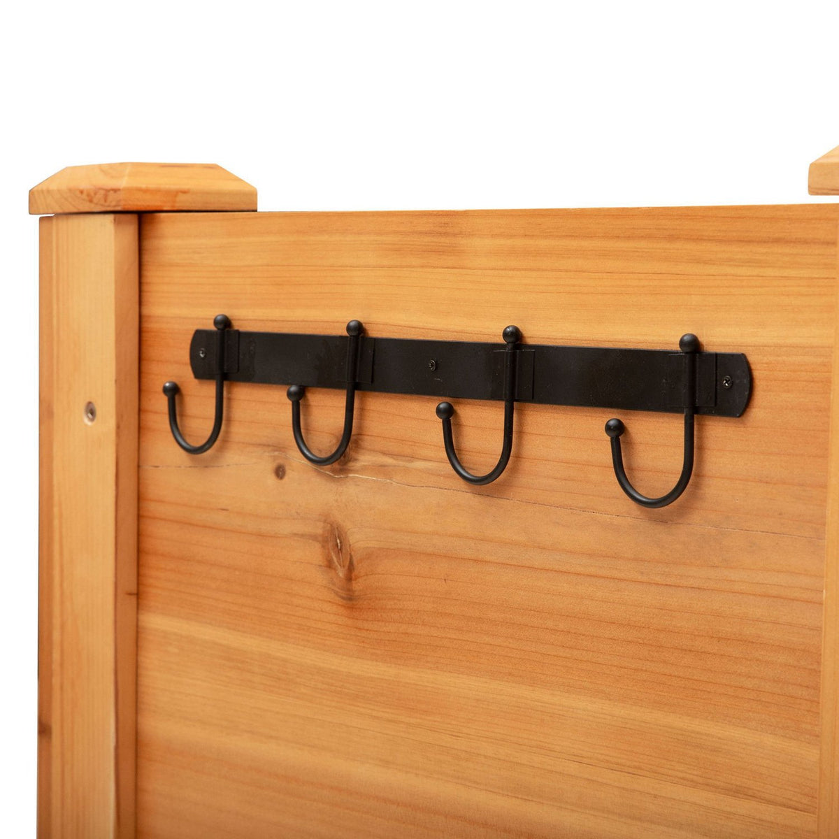 Raised Bed Herb Bed Plant Box Made Of Wood With Drainage Hole & Hooks, Flower Box On Feet, 124X60X81 Cm, Natural