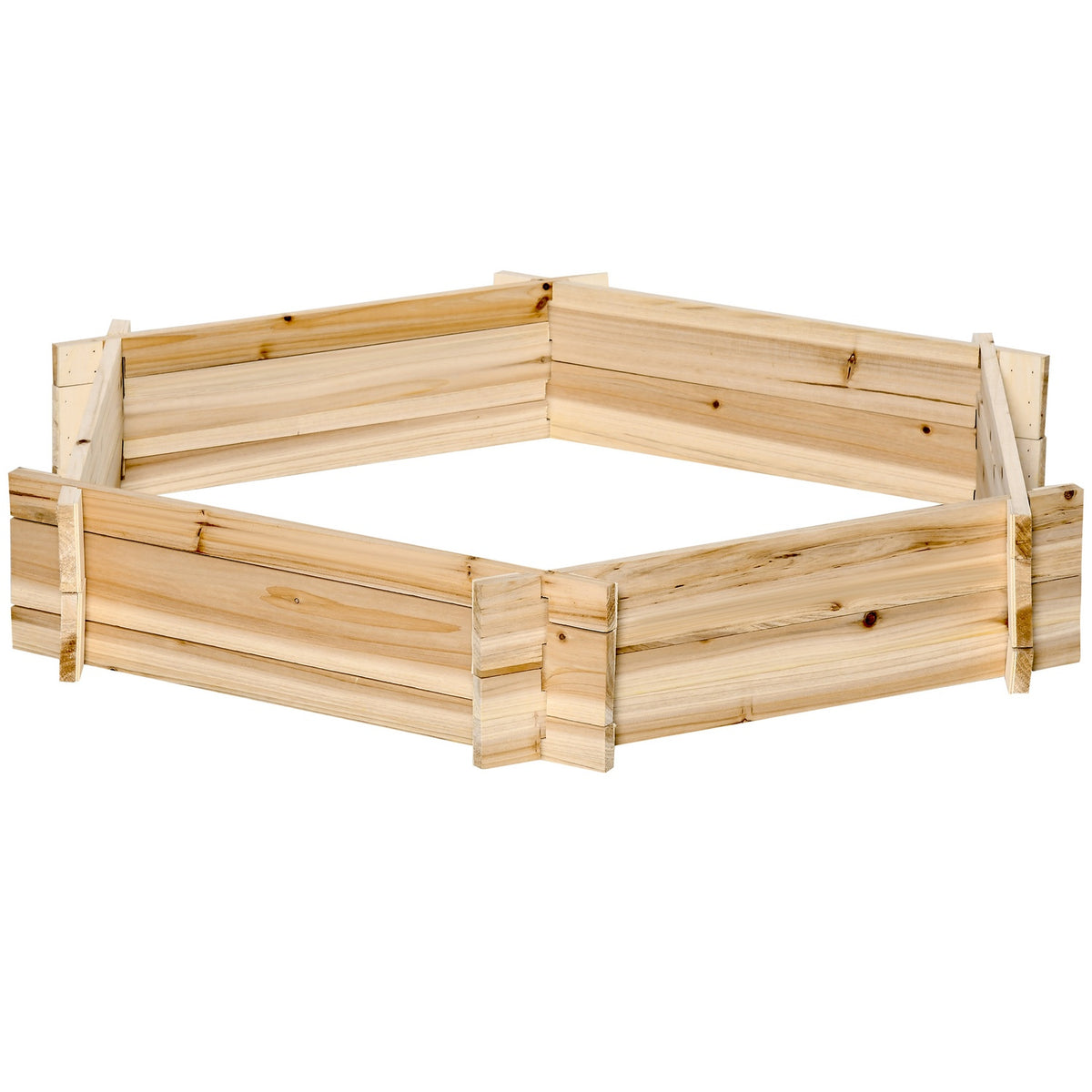 Raised Bed Hexagonal Diy Plant Pot Plant Box Made Of Wood For Garden Balcony Natural 100 X 92 X 16 Cm