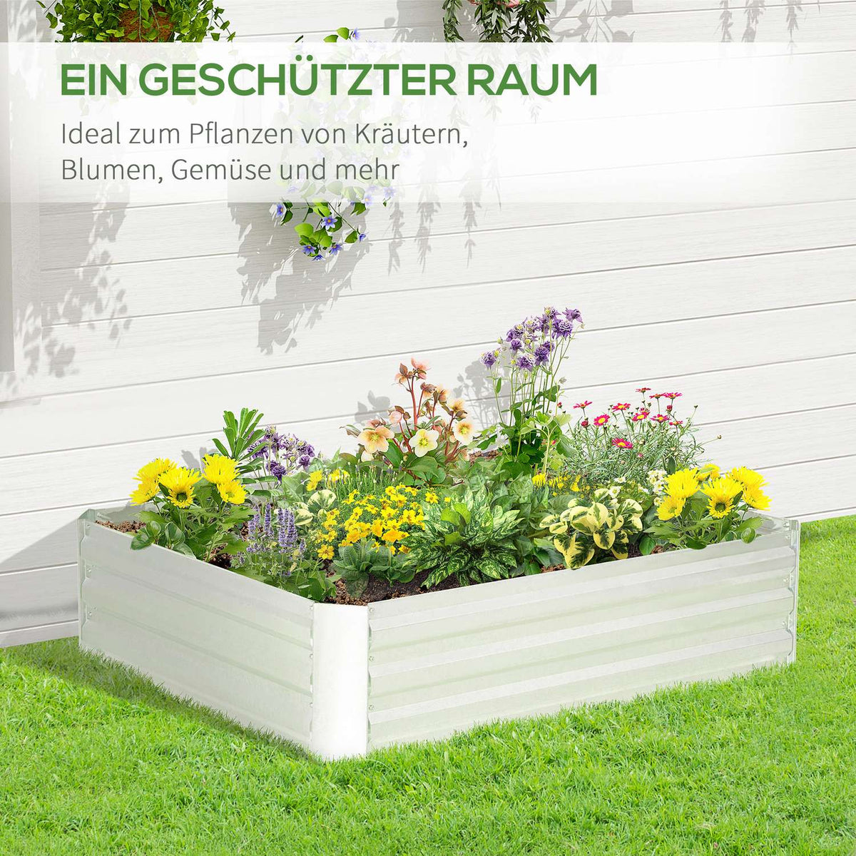 Raised Bed Made Of Galvanized Steel Garden Bed Planter For Garden Flower Box Flower Pot Silver 120 X 90 X 30 Cm