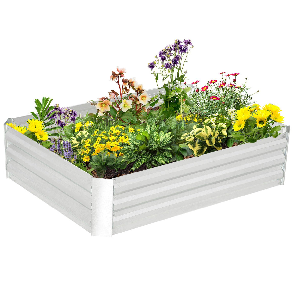 Raised Bed Made Of Galvanized Steel Garden Bed Planter For Garden Flower Box Flower Pot Silver 120 X 90 X 30 Cm