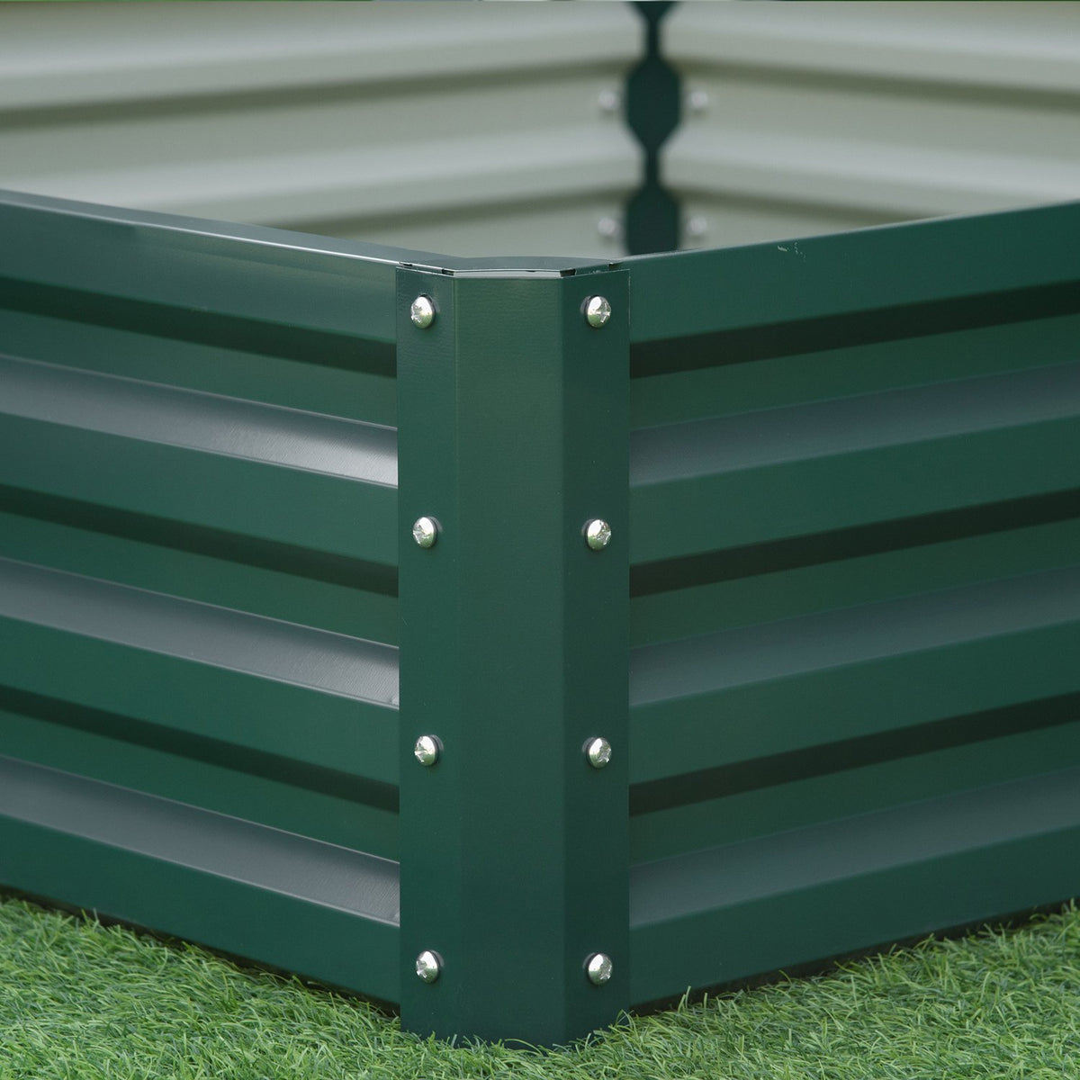 Raised Bed Made Of Steel Flower Box, Plant Box, Vegetable Bed For Garden, Patio & Balcony, Green, 120X120X30Cm