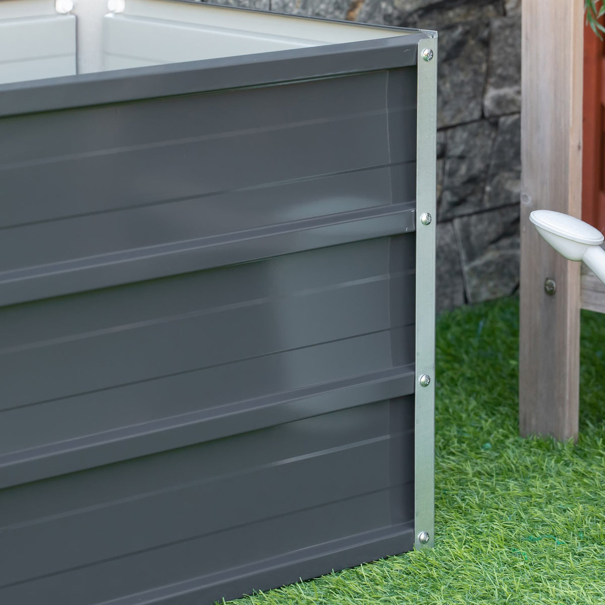Raised Bed Made Of Steel Garden Bed Planter Flower Box Flower Pot With Gloves Charcoal Gray 125 X 47 X 40 Cm