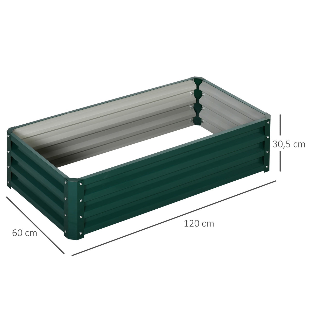 Raised Bed Made Of Steel Plant Box Rustproof Vegetable Bed With Open Bottom For Garden & Balcony Green 120 X 60 X 30.5 Cm