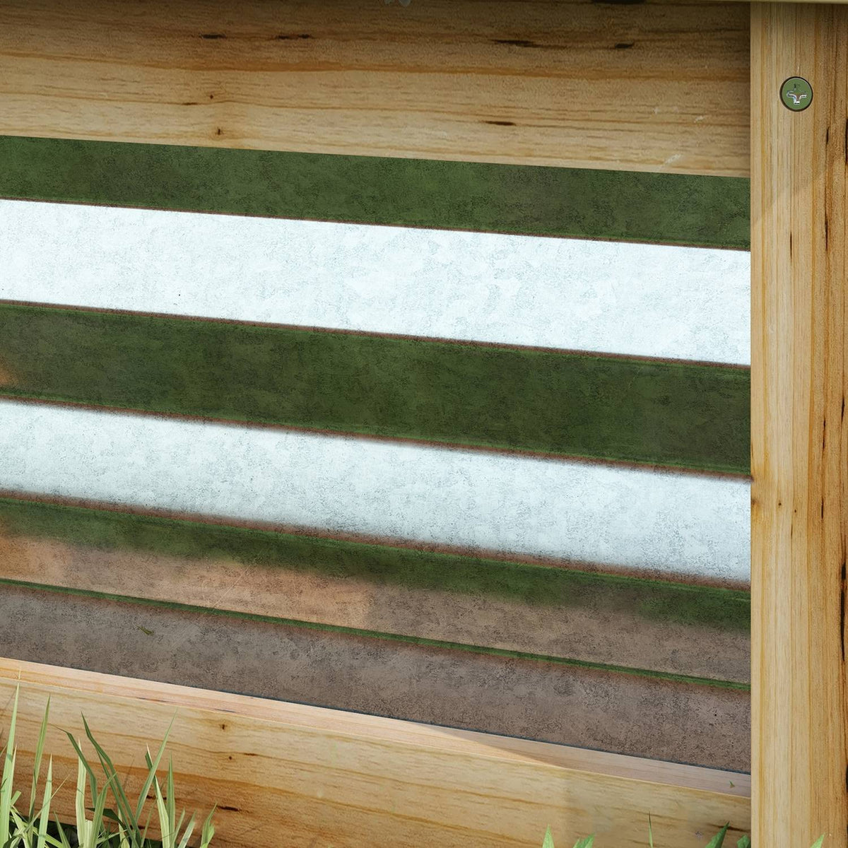 Raised Bed Metal Flower Box Plant Box With Wooden Frame For Garden & Balcony Natural 45 X 45 X 30 Cm