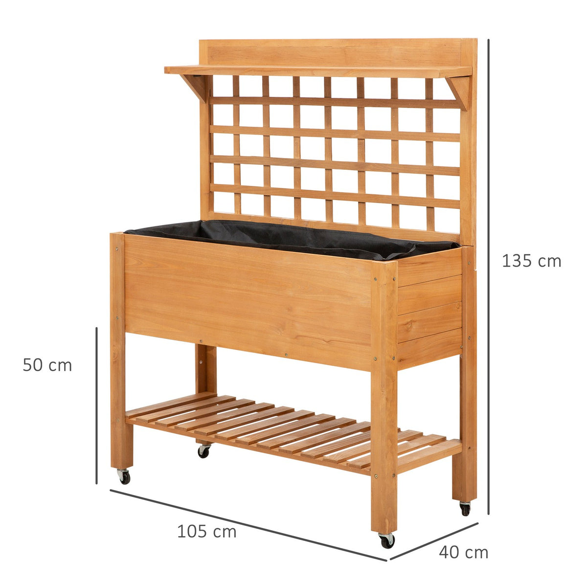 Raised Bed Plant Table Flower Table Work Table Garden Table Greenhouse Wooden Plant Table For Garden Balcony 105 X 40 X 135 Cm Fir