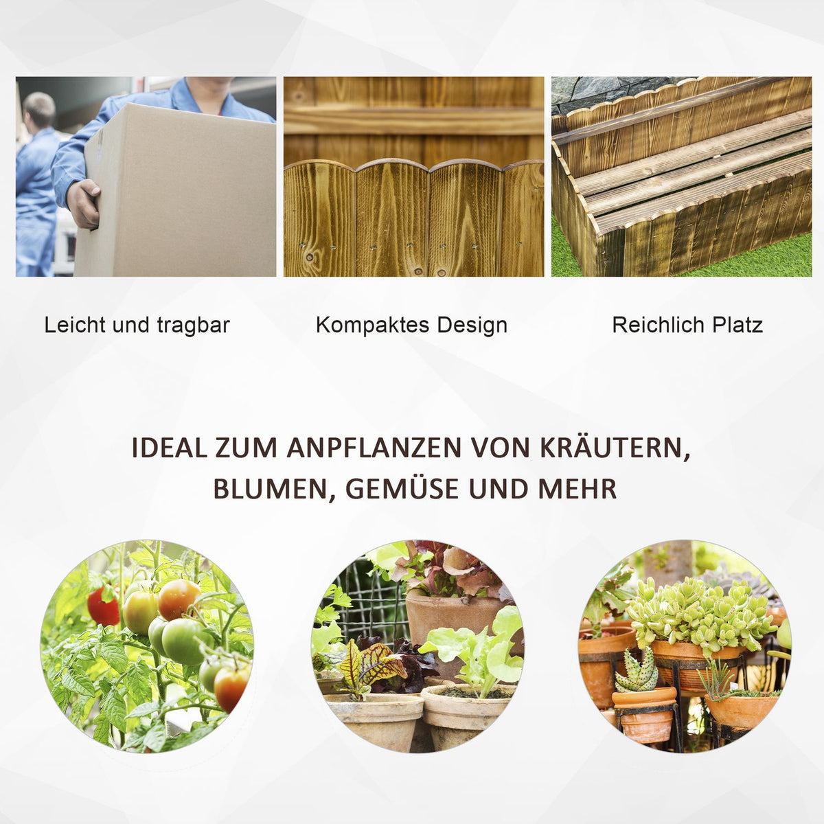 Raised Bed Planter Herb Bed Planter Vegetable Flower Bed Flower Box Fir Wood 120 X 40 X 40 Cm
