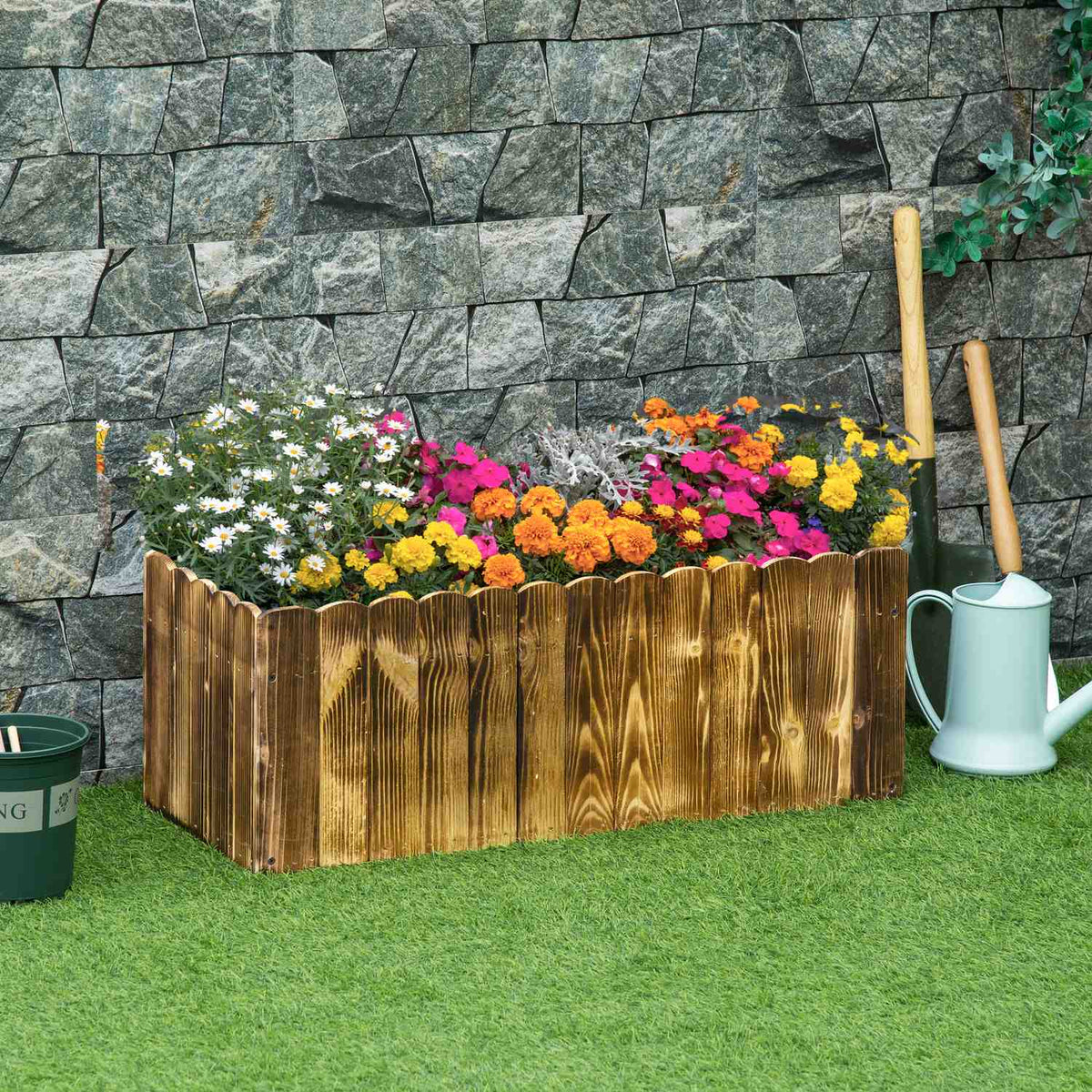 Raised Bed Planter Herb Bed Planter Vegetable Flower Bed Flower Box Fir Wood 80 X 33 X 30 Cm