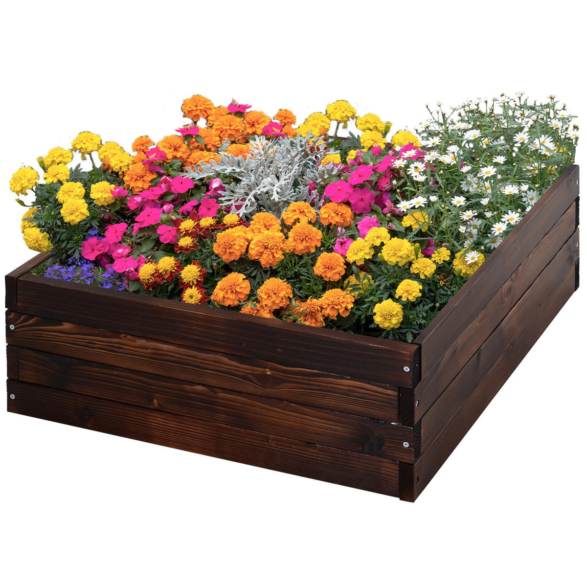Raised Bed, Planter, Vegetable Bed, Herb Bed, Solid Wood, Dark Brown, 60 X 60 X 23 Cm