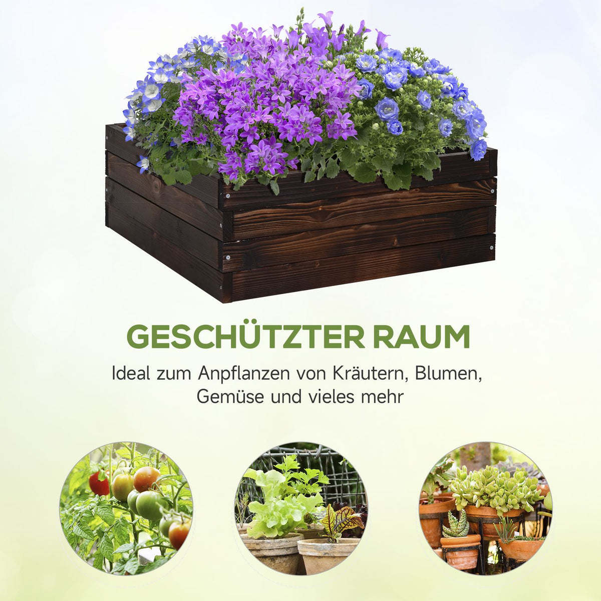 Raised Bed, Planter, Vegetable Bed, Herb Bed, Solid Wood, Dark Brown, 60 X 60 X 23 Cm