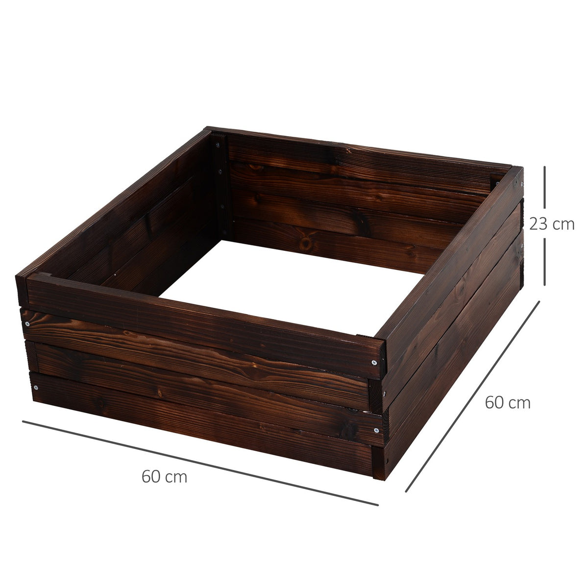 Raised Bed, Planter, Vegetable Bed, Herb Bed, Solid Wood, Dark Brown, 60 X 60 X 23 Cm